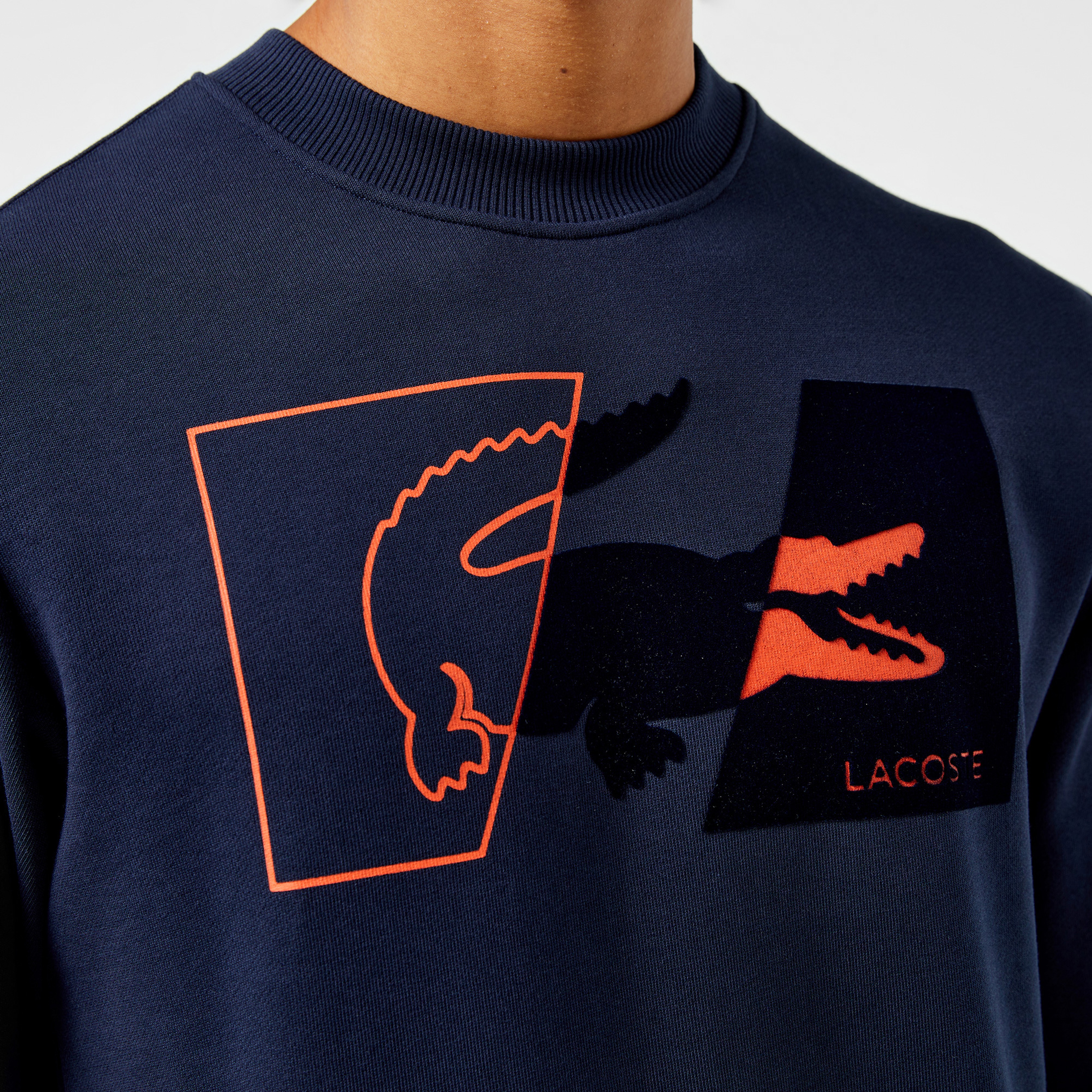 Erkek Regular Fit Bisiklet Yaka Baskılı Lacivert Sweatshirt