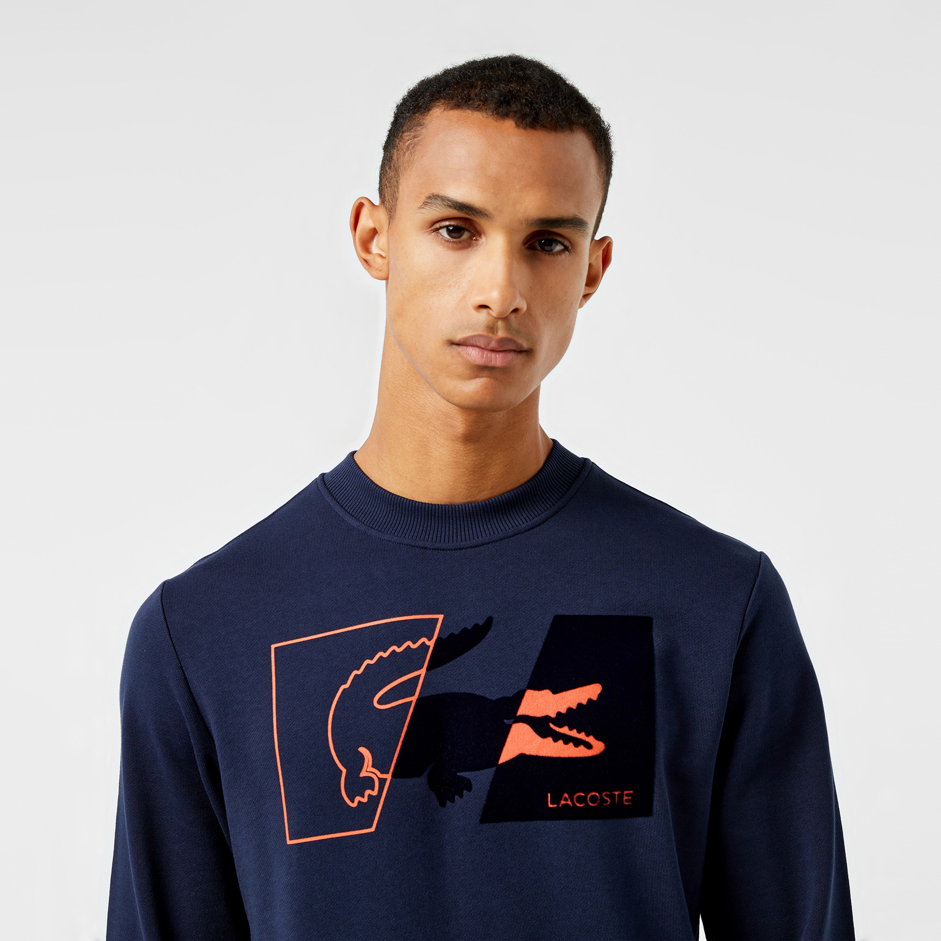 Erkek Regular Fit Bisiklet Yaka Baskılı Lacivert Sweatshirt