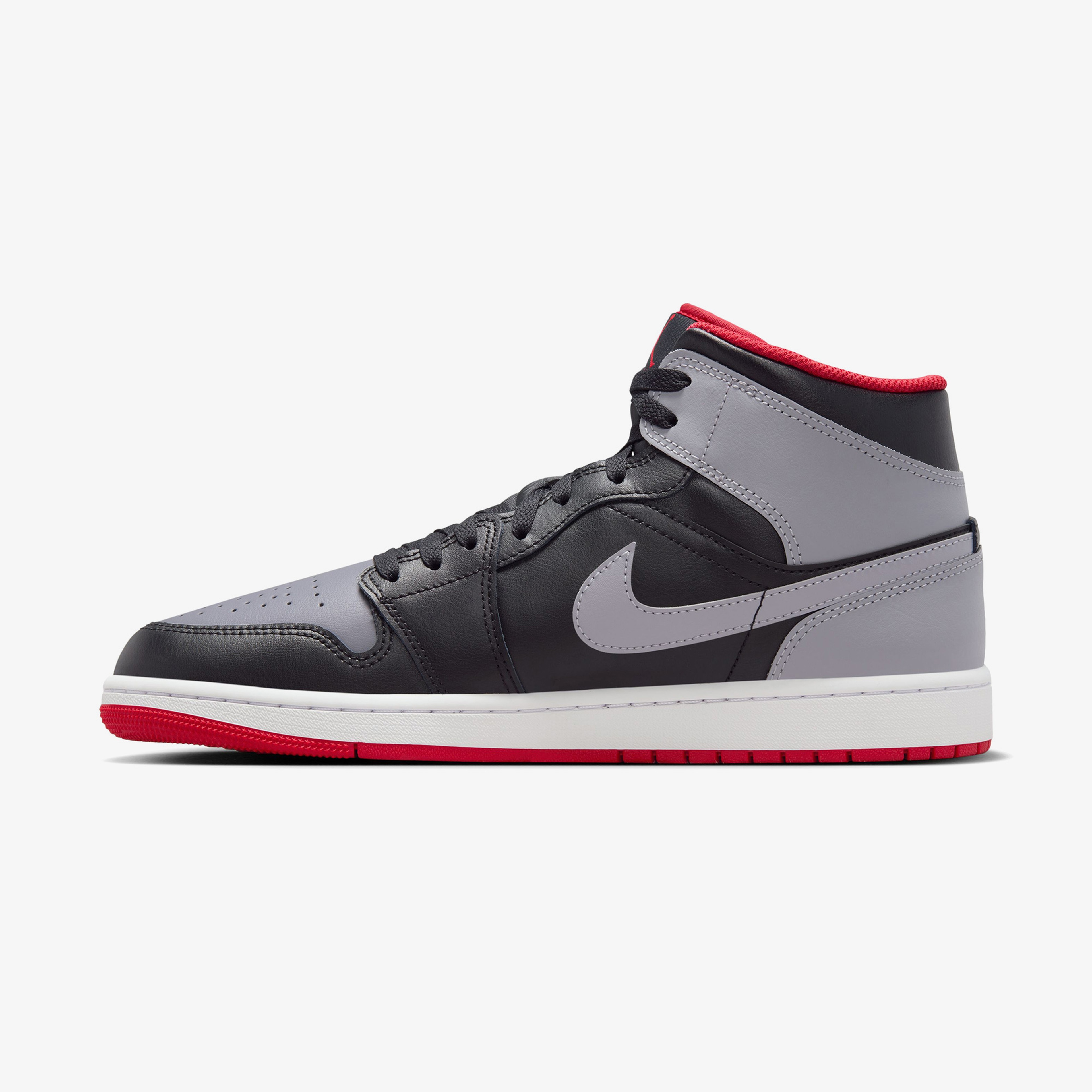 Jordan Air 1 Mid Erkek Siyah/Gri/Kırmızı Spor Ayakkabı