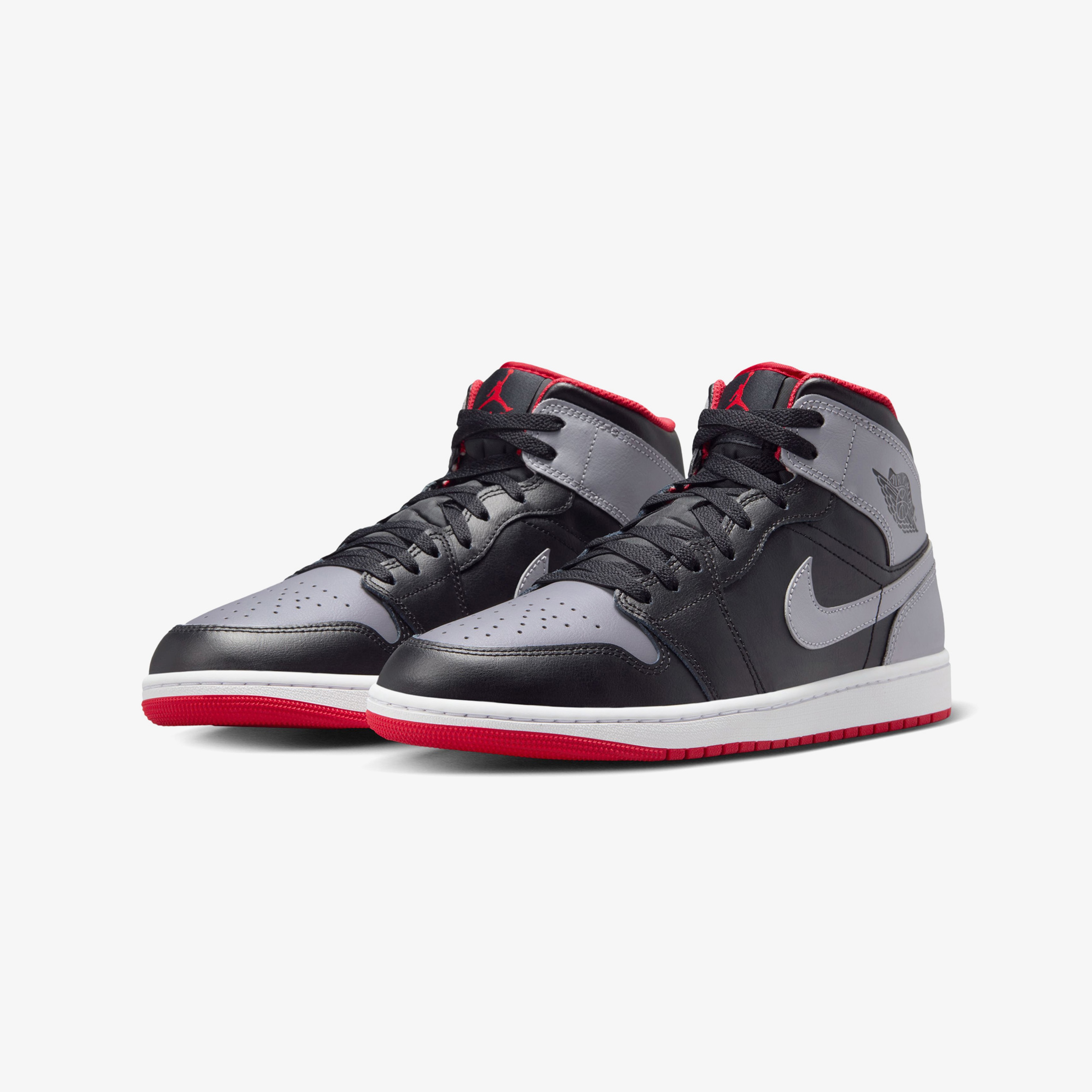 Jordan Air 1 Mid Erkek Siyah/Gri/Kırmızı Spor Ayakkabı