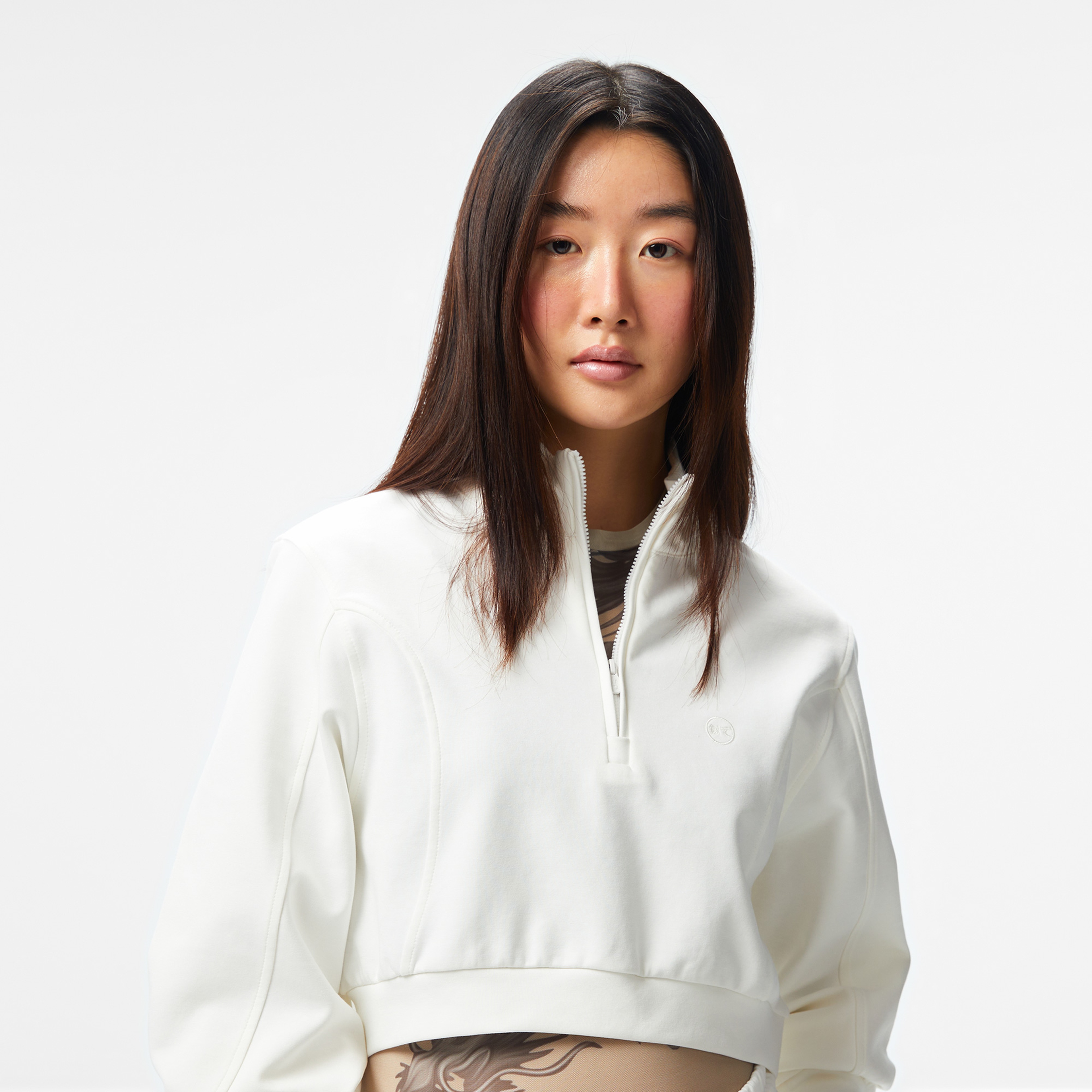 UNITED4 Örme Crop Kadın Ekru Sweatshirt