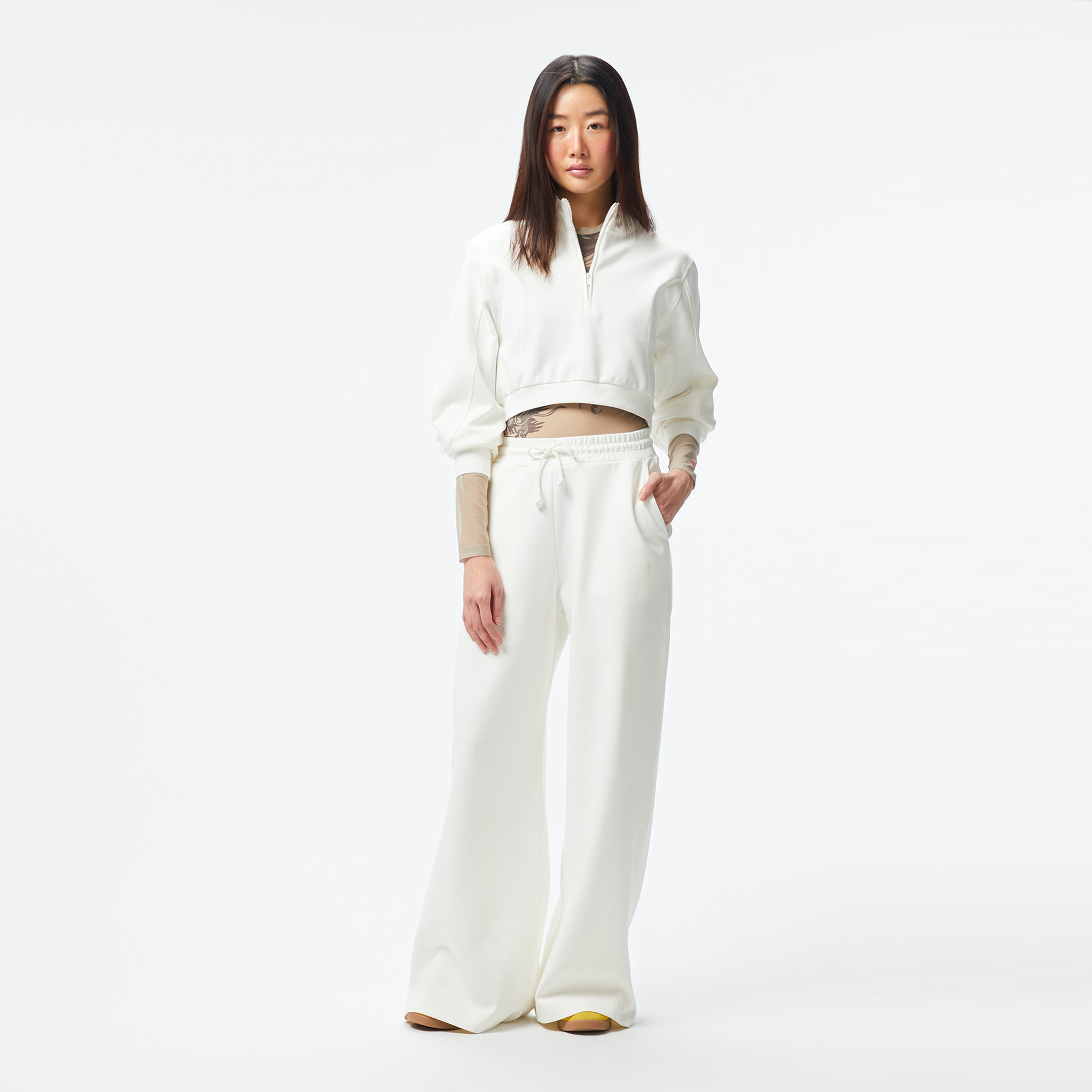 UNITED4 Örme Crop Kadın Ekru Sweatshirt