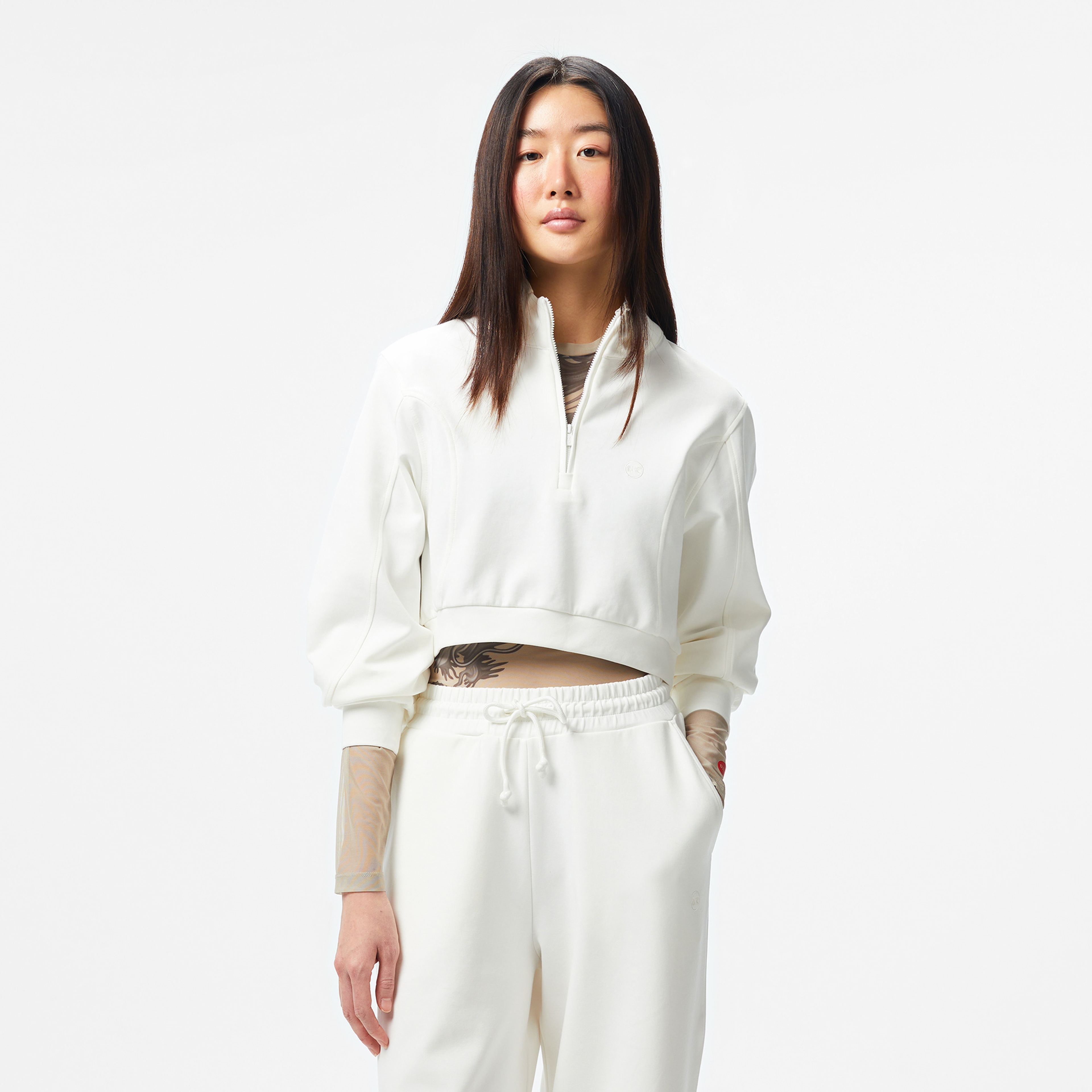 UNITED4 Örme Crop Kadın Ekru Sweatshirt