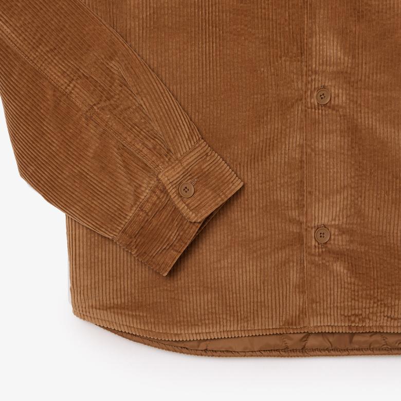 Erkek Relaxed Fit Kadife Kahverengi Dış Gömlek