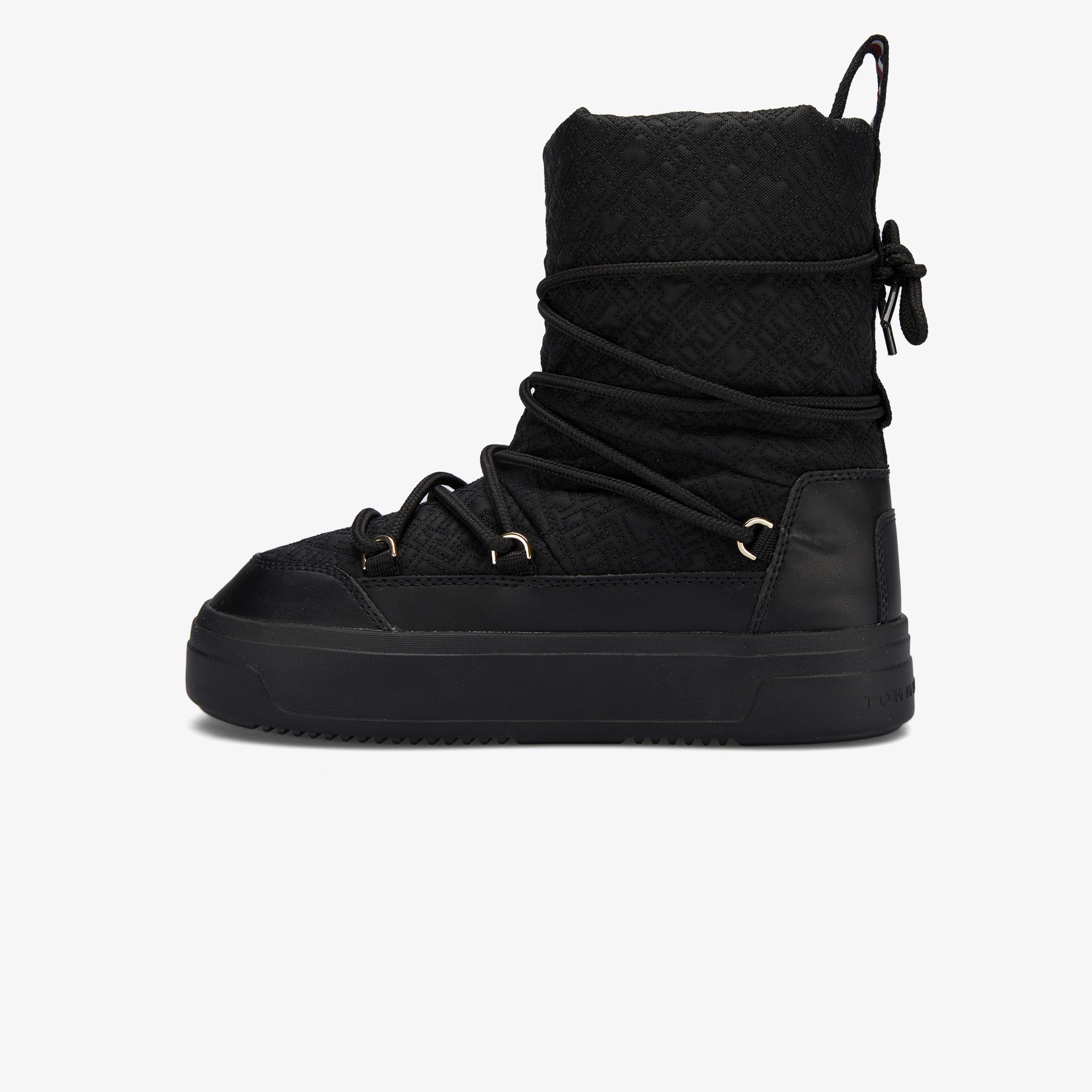 Tommy Hilfiger Lace-Up Monogram Kadın Siyah Bot