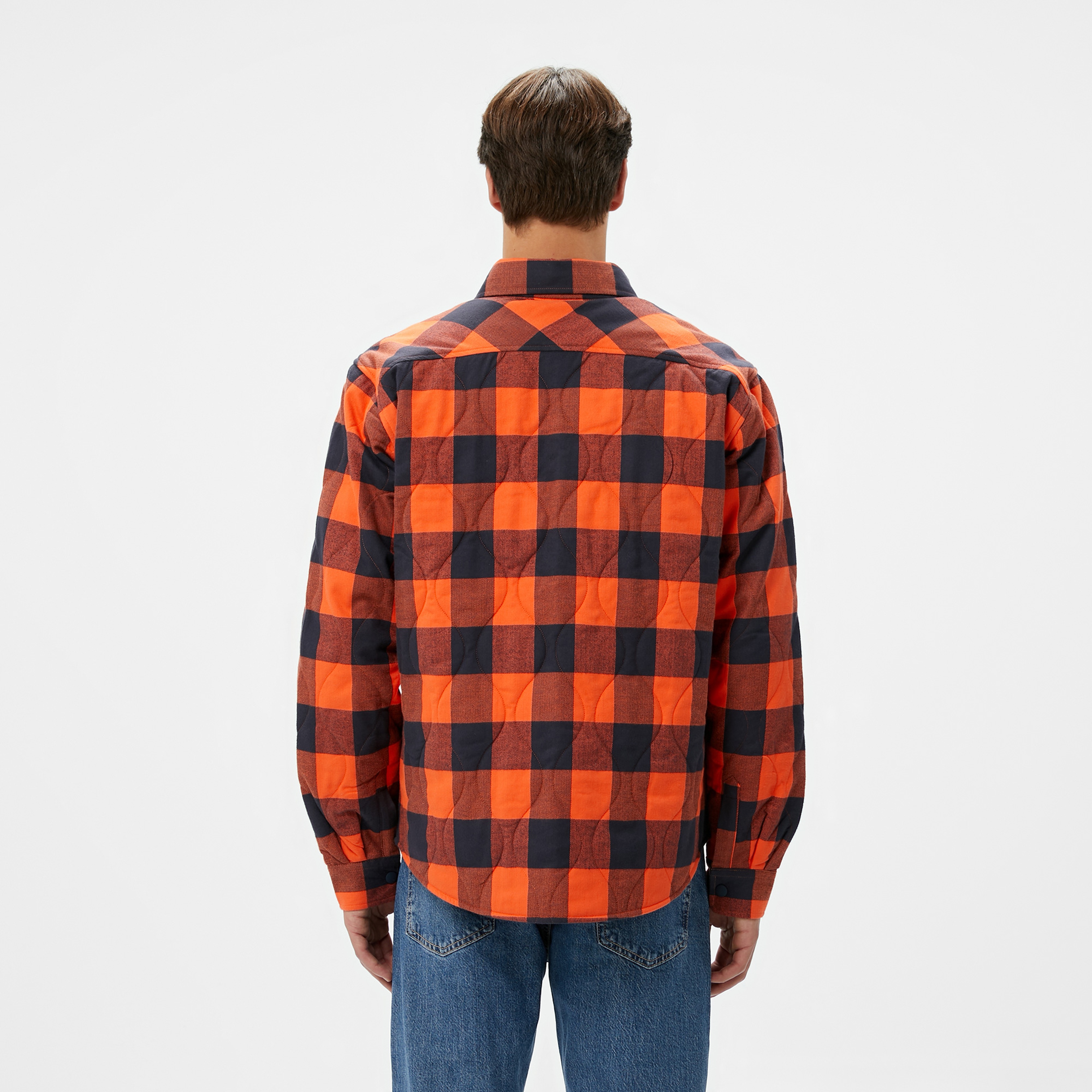 Erkek Relaxed Fit Ekose Turuncu Gömlek