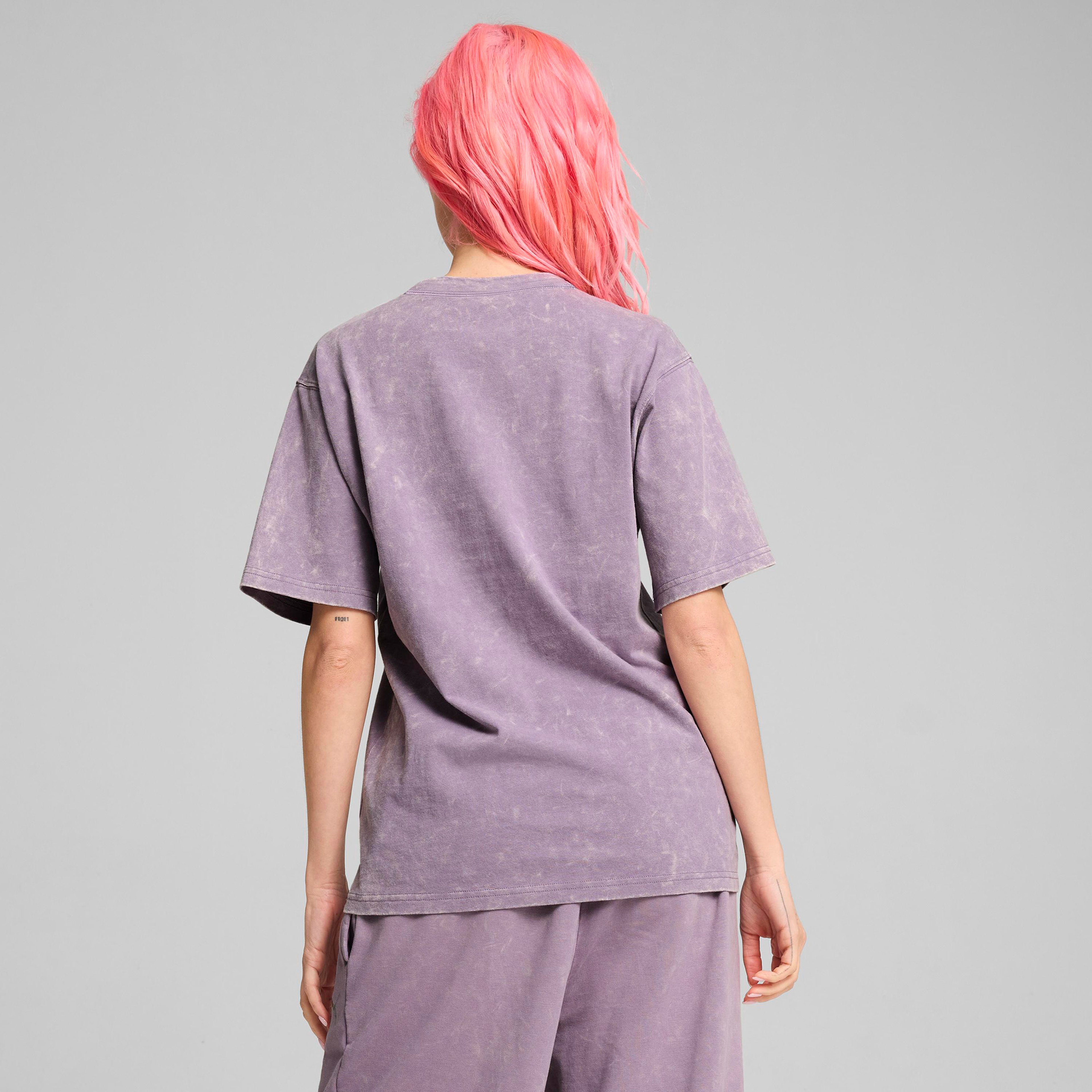 Puma Dare To Relaxed Washed Kadın Mor T-Shirt