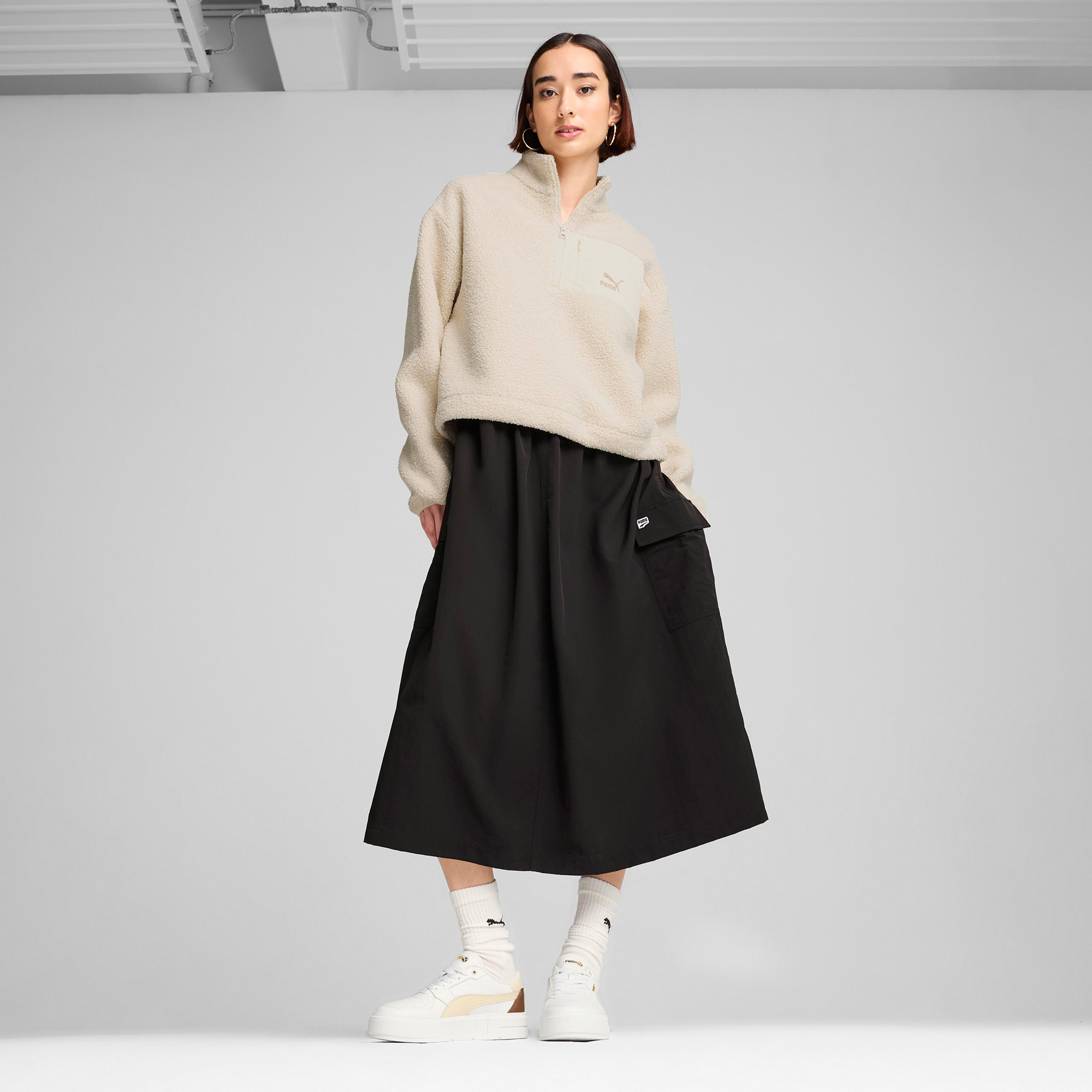 Puma Classics Winterized Half-Zip Kadın Krem Polar