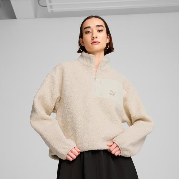 Puma Classics Winterized Half-Zip Kadın Krem Polar Sweatshirt