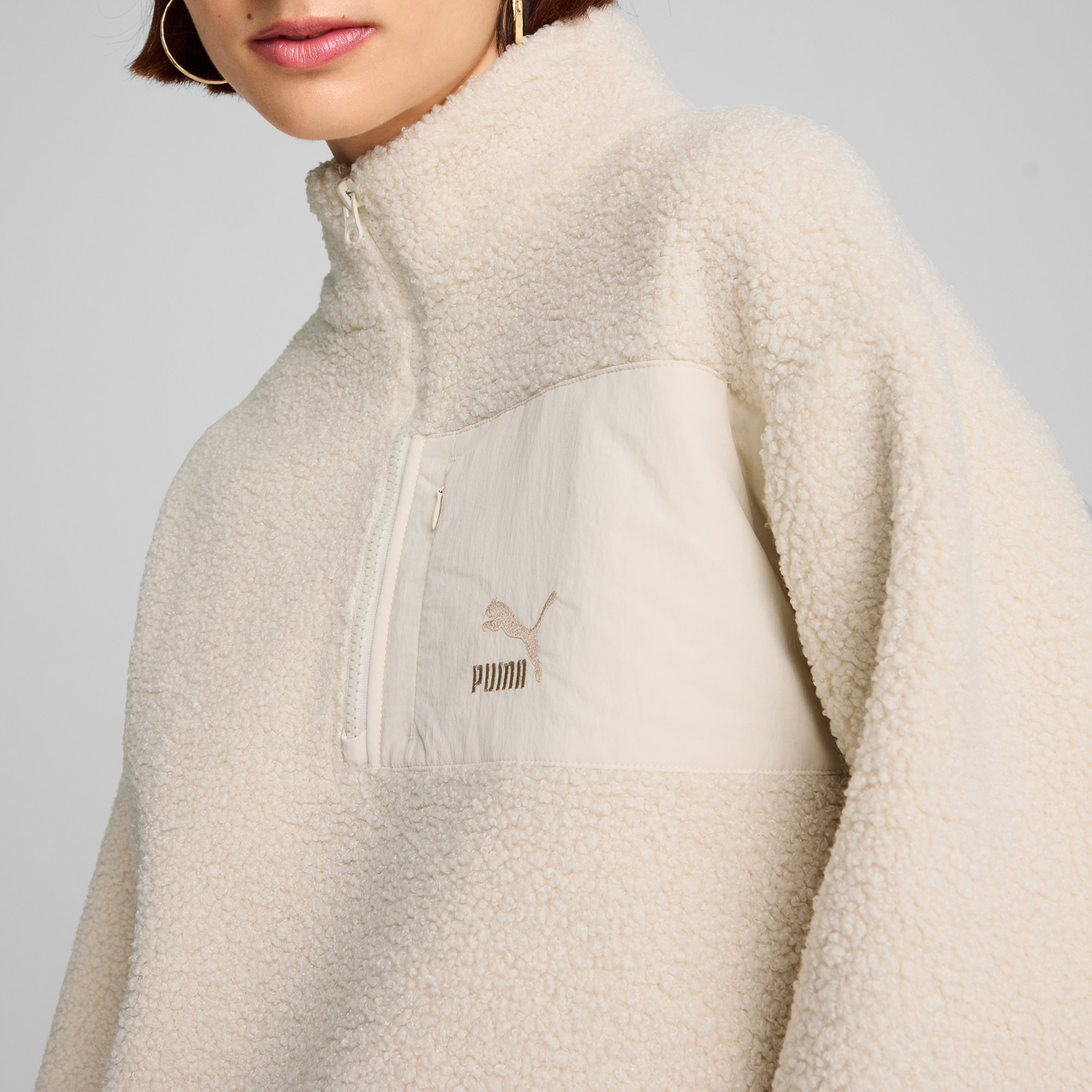 Puma Classics Winterized Half-Zip Kadın Krem Polar