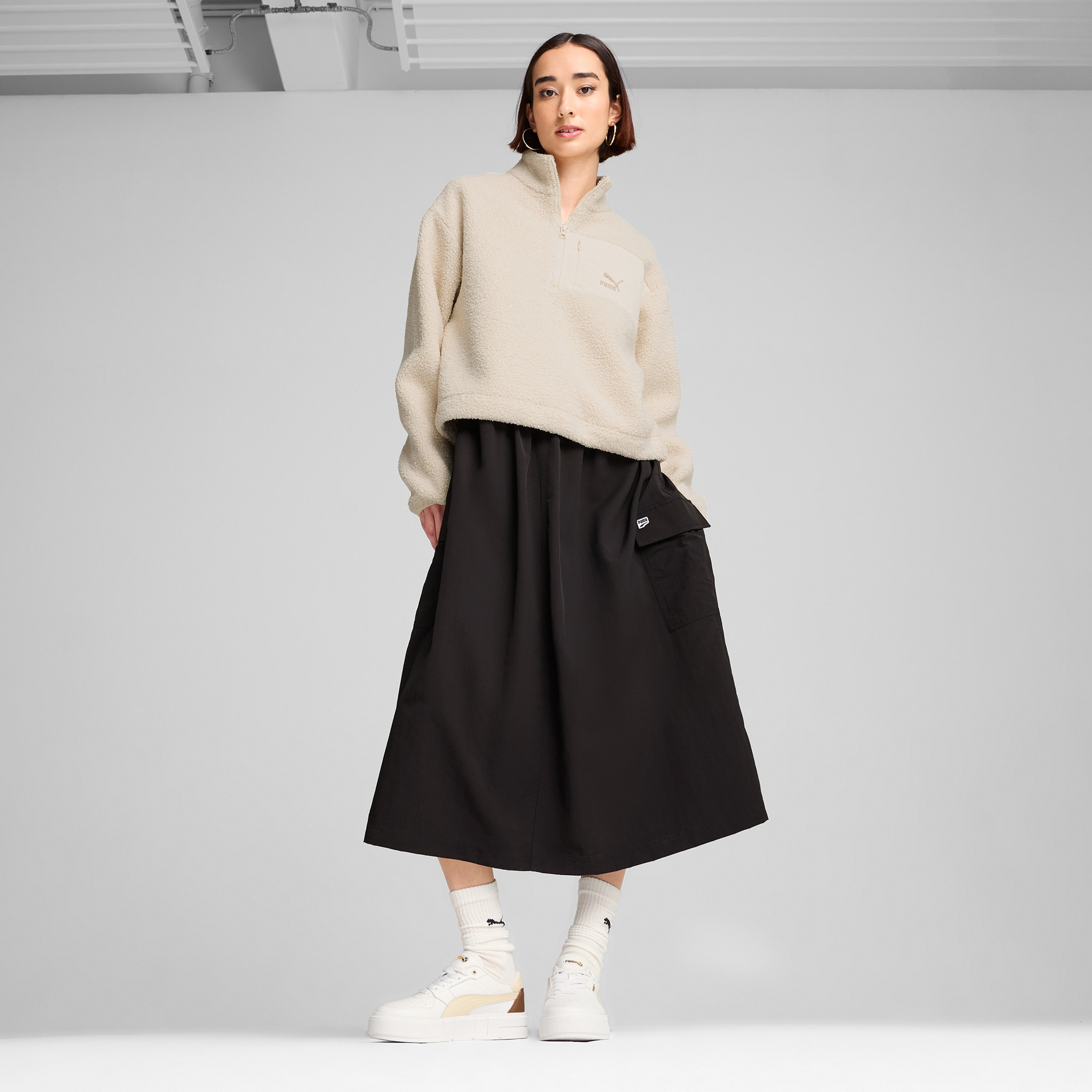 Puma Classics Winterized Half-Zip Kadın Krem Polar Sweatshirt