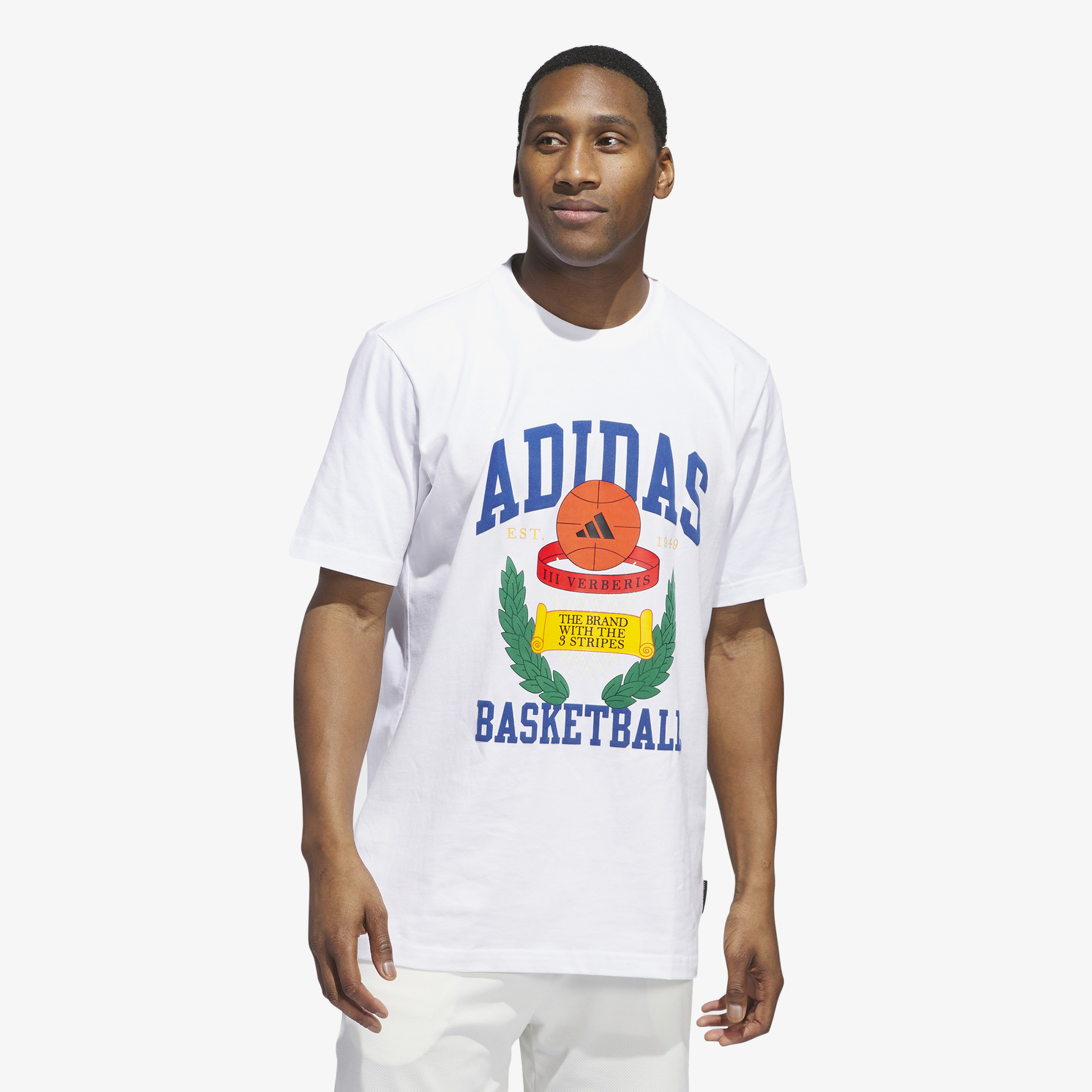 adidas Crest Basketball Graphic Erkek Beyaz T-Shirt