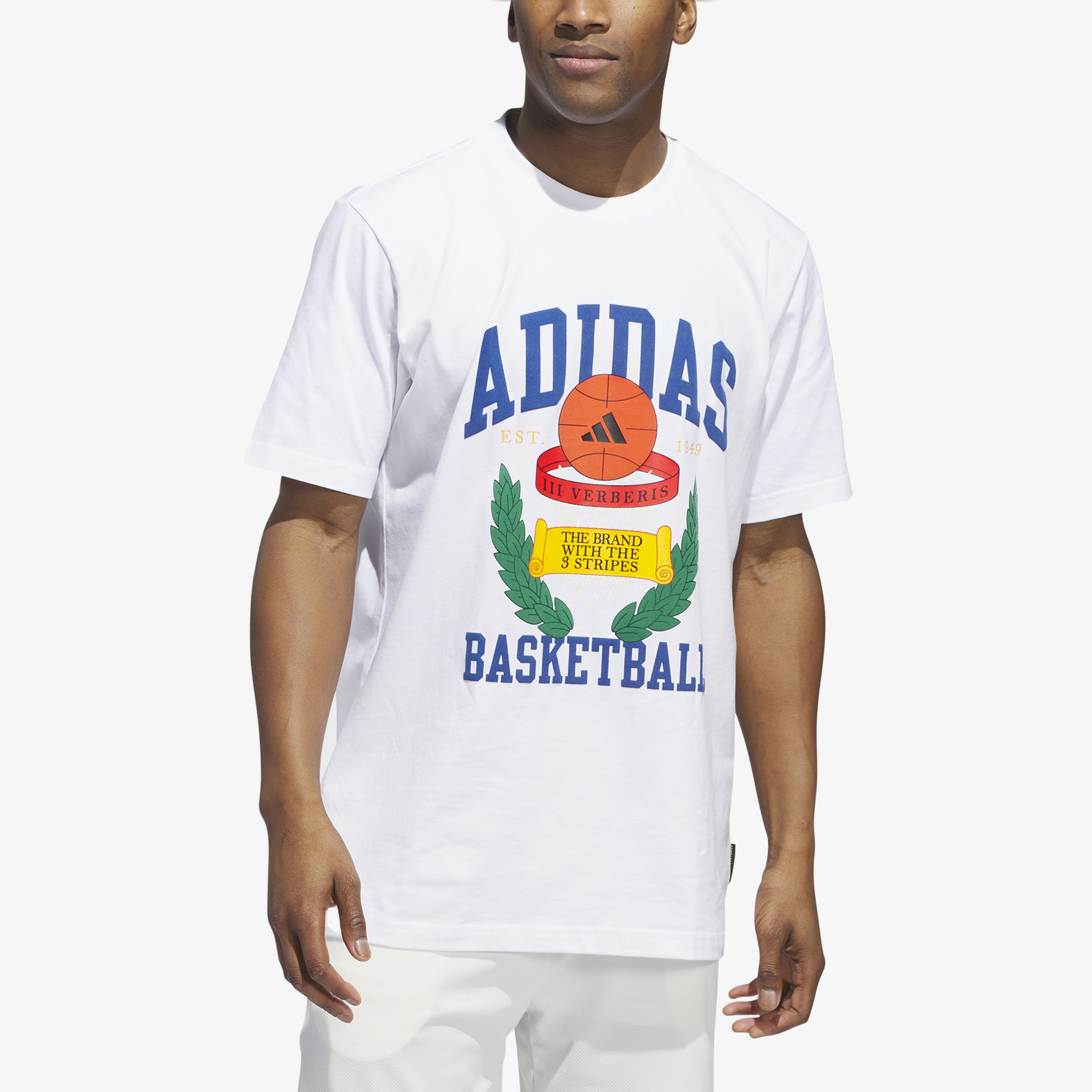 adidas Crest Basketball Graphic Erkek Beyaz T-Shirt
