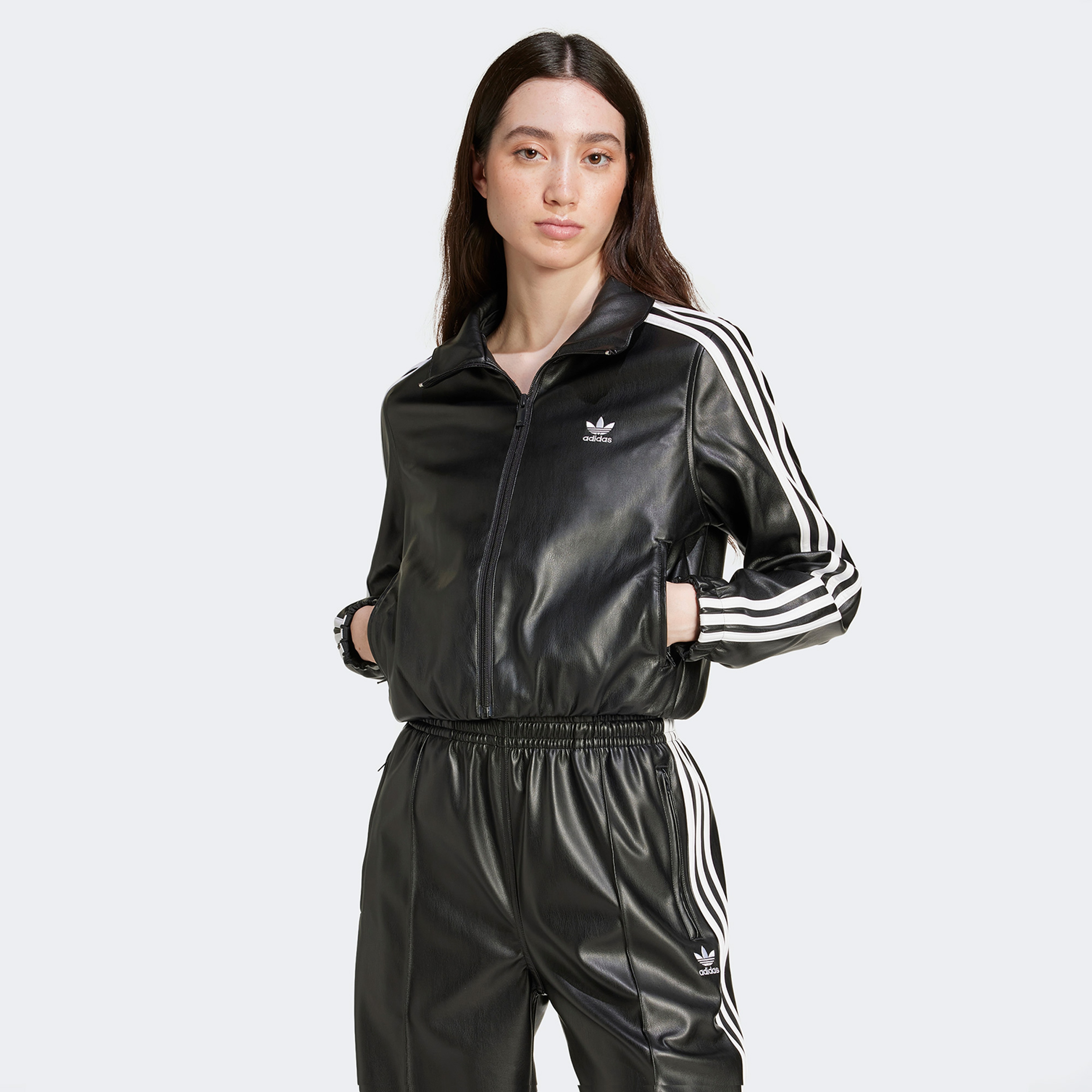 adidas Firebird Pleather Tt Kadın Siyah Eşofman Üstü