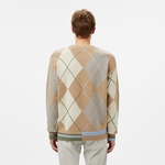 Erkek Loose Fit Bisiklet Yaka Renk Bloklu Kahverengi Kazak