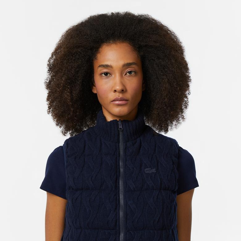 Kadın Kapitone Regular Fit Dik Yaka Çift Taraflı Lacivert Yelek