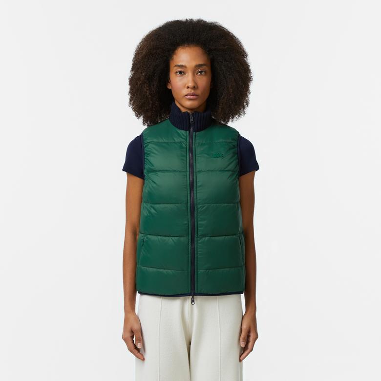 Kadın Kapitone Regular Fit Dik Yaka Çift Taraflı Lacivert Yelek