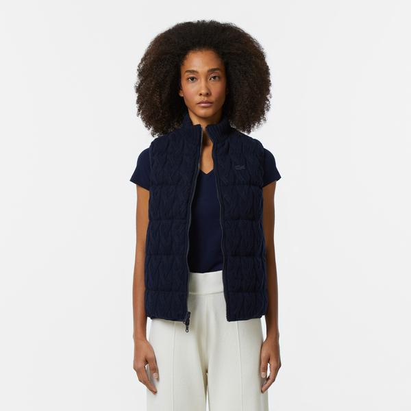 Kadın Kapitone Regular Fit Dik Yaka Çift Taraflı Lacivert Yelek