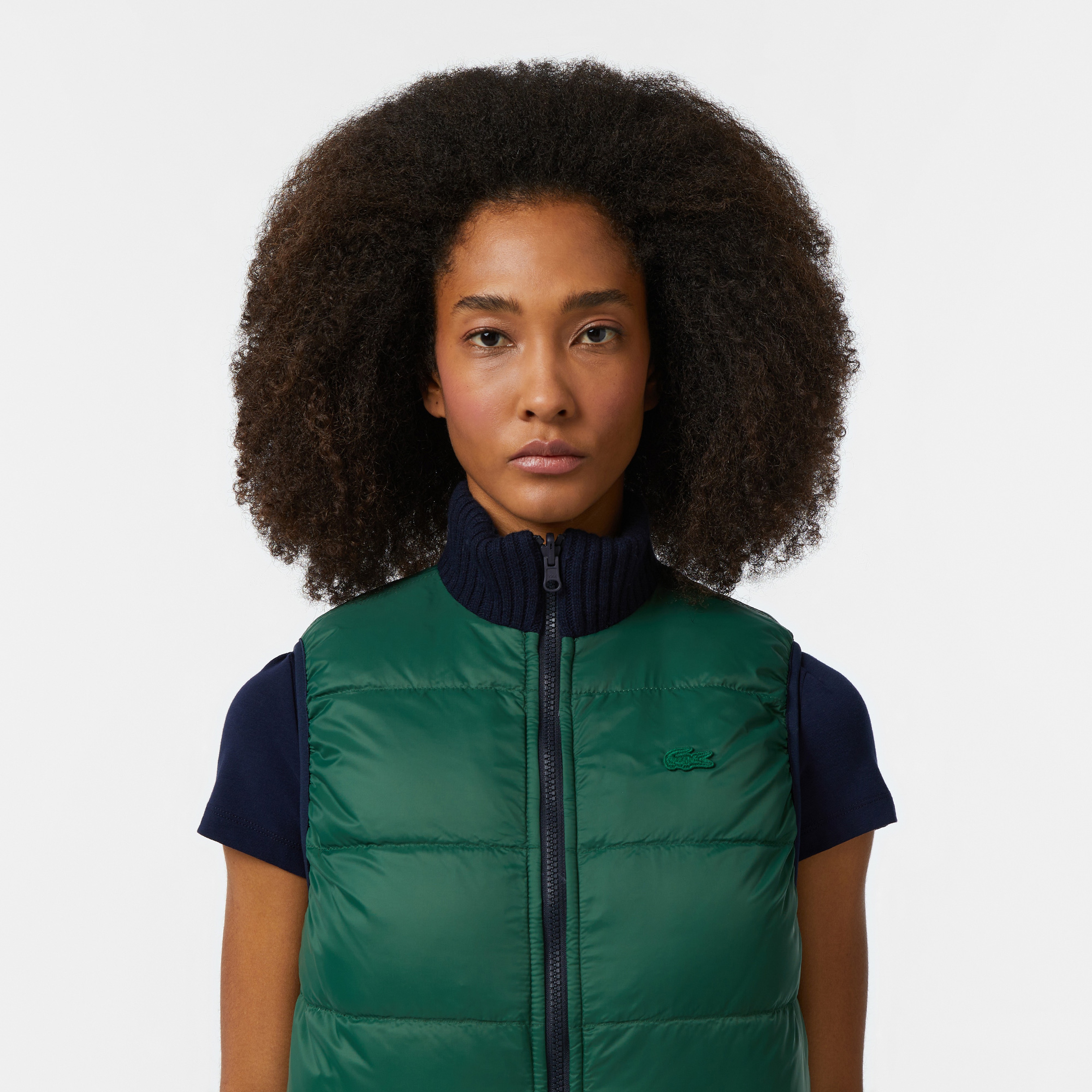 Kadın Kapitone Regular Fit Dik Yaka Çift Taraflı Lacivert Yelek