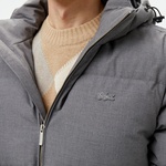 Erkek Kapüşonlu Gri Şişme Mont