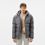 Erkek Kapüşonlu Gri Şişme Mont