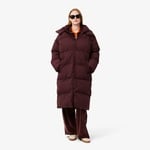 Kadın Oversize Fit Kapüşonlu Bordo Mont