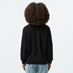 Kadın Relaxed Fit Dik Yaka Yün Siyah Triko