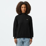 Kadın Relaxed Fit Dik Yaka Yün Siyah Triko