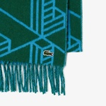 Unisex Monogram Yeşil Atkı