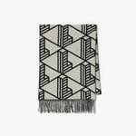 Unisex Monogram Çift Taraflı Siyah Atkı