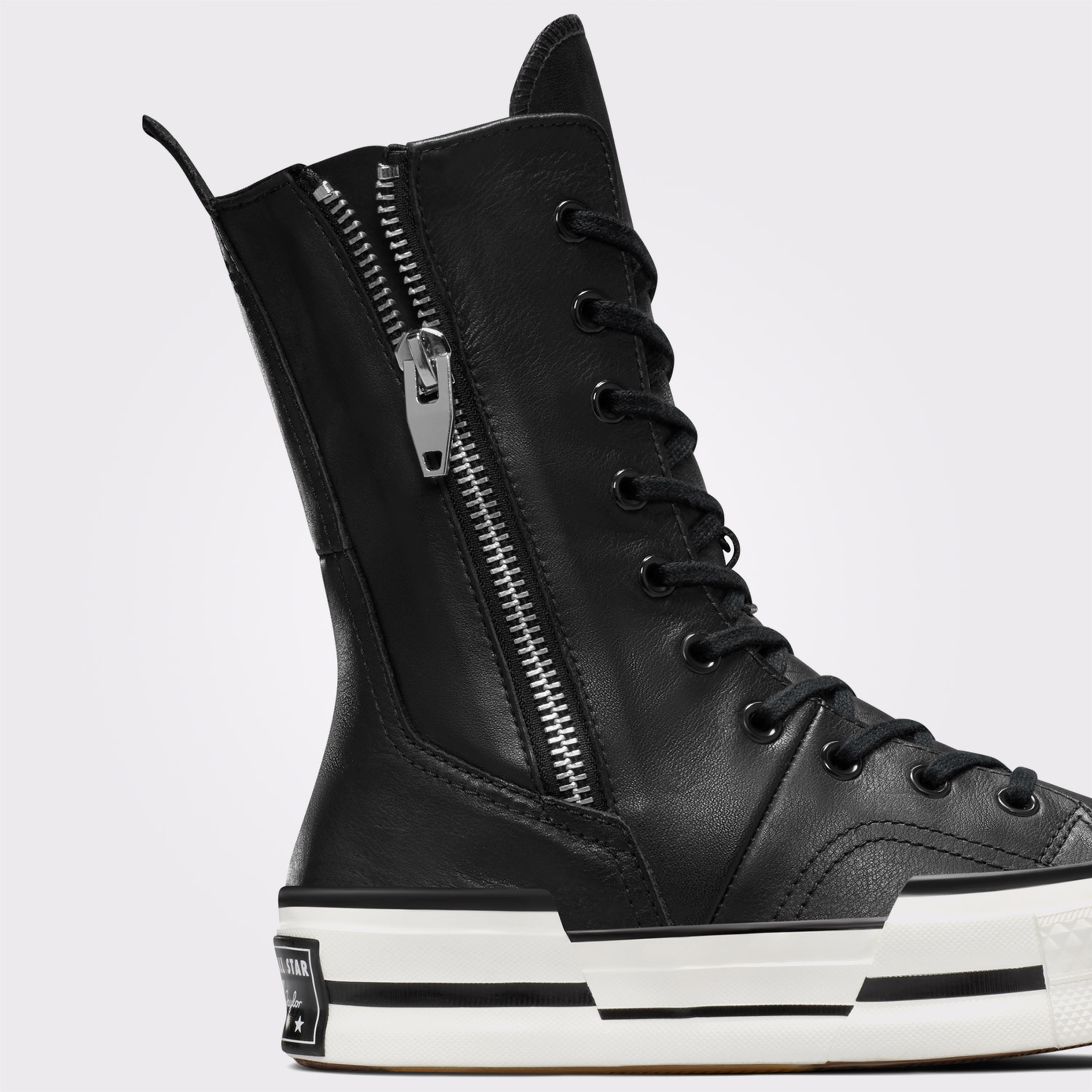 Converse Chuck 70 Plus Unisex Siyah Deri Platform Sneaker