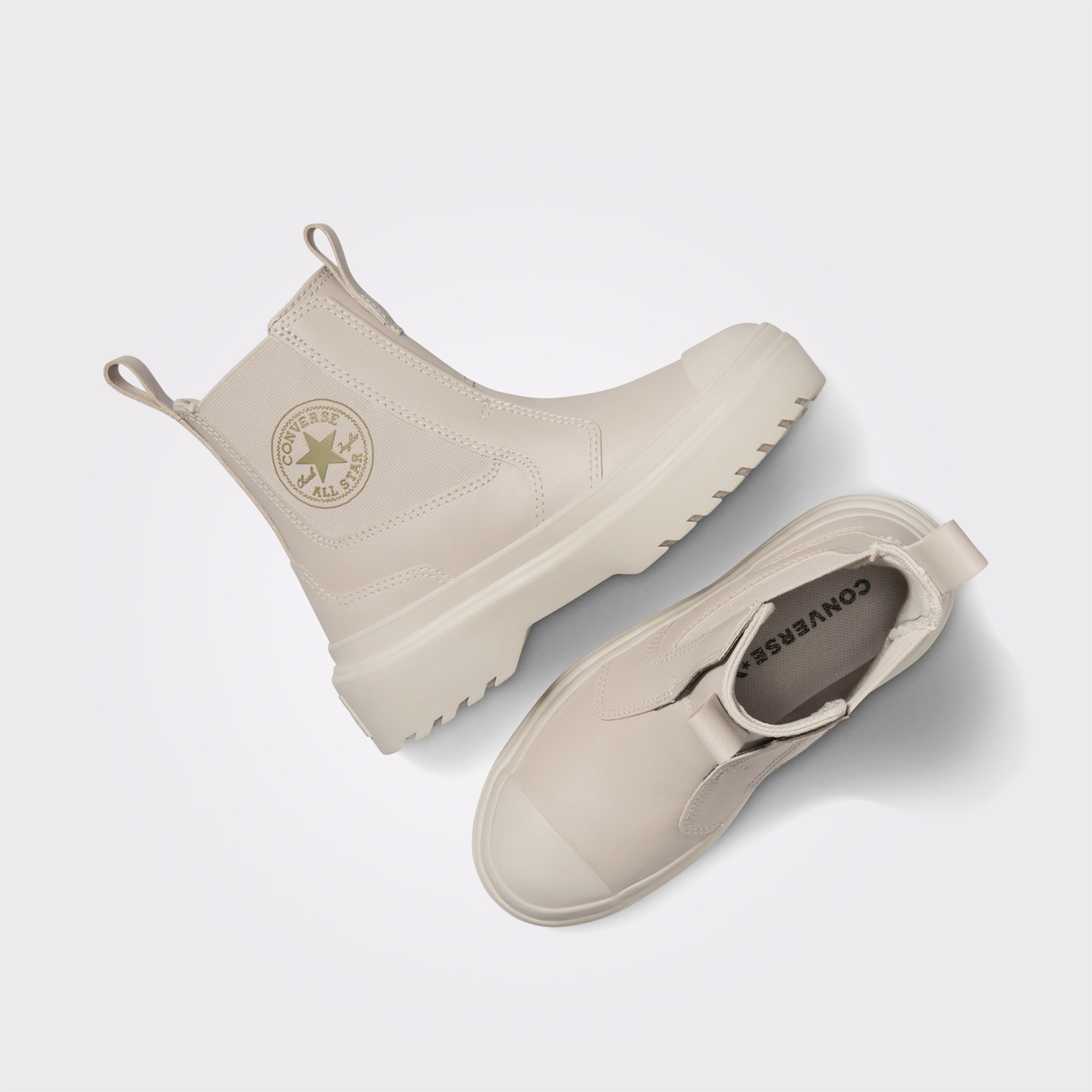 Converse Chuck Taylor All Star Chelsea Lugged Çocuk Krem Deri Platform Bot