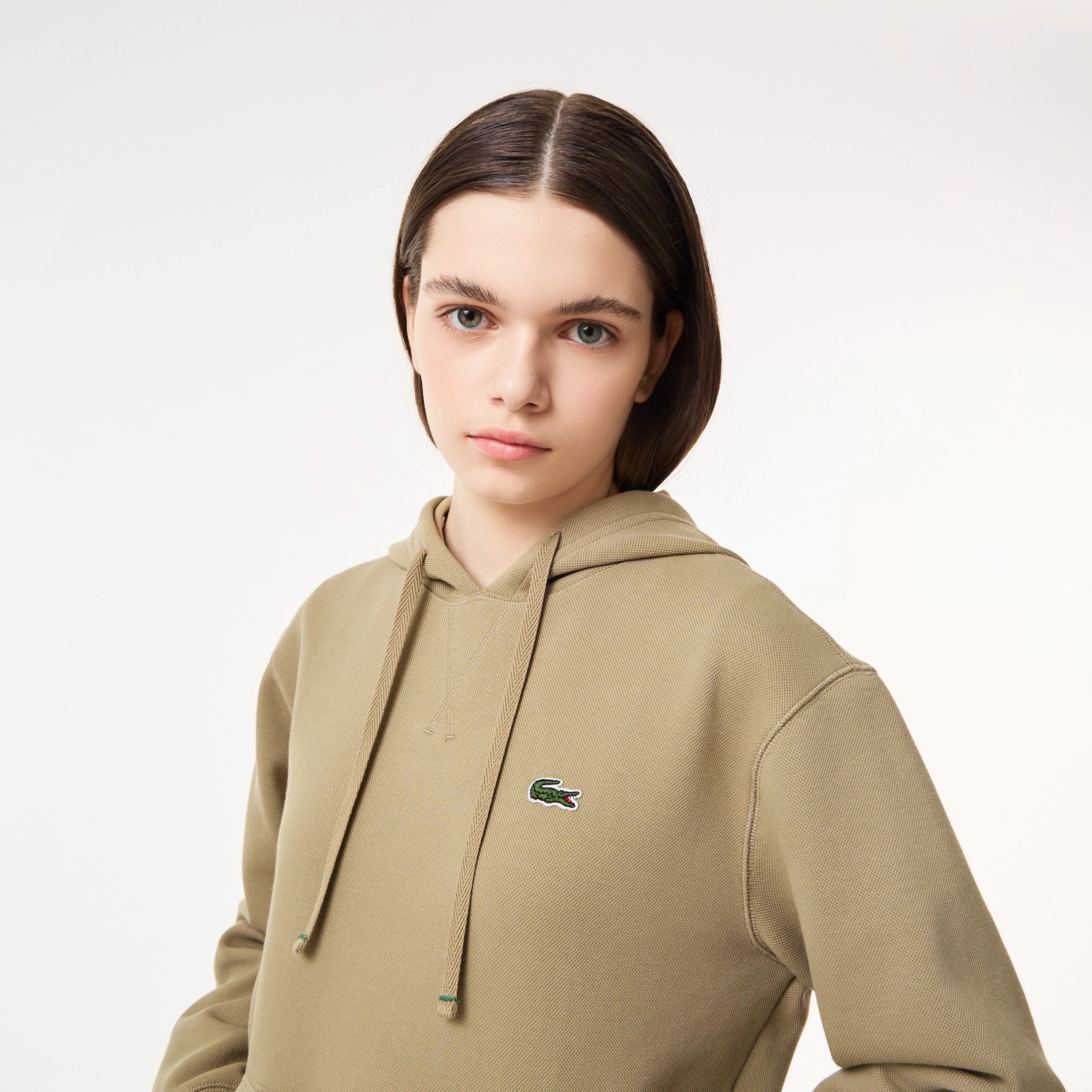 Lacoste Regular Fit Kapüşonlu Kadın Kahverengi Sweatshirt