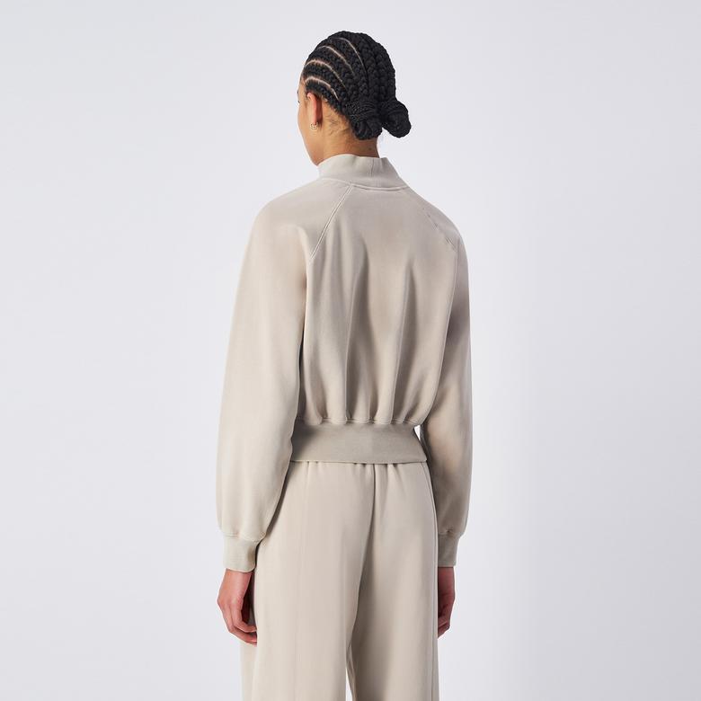 Champion Mock Turtle Neck Long Sleeves Kadın Krem Sweatshirt