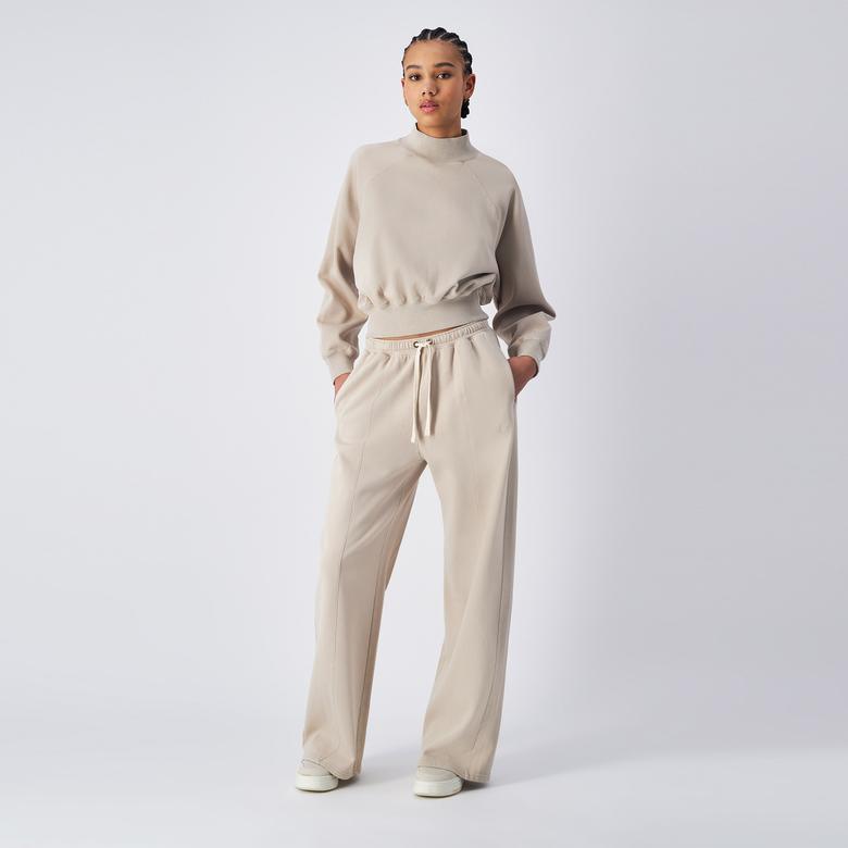 Champion Mock Turtle Neck Long Sleeves Kadın Krem Sweatshirt