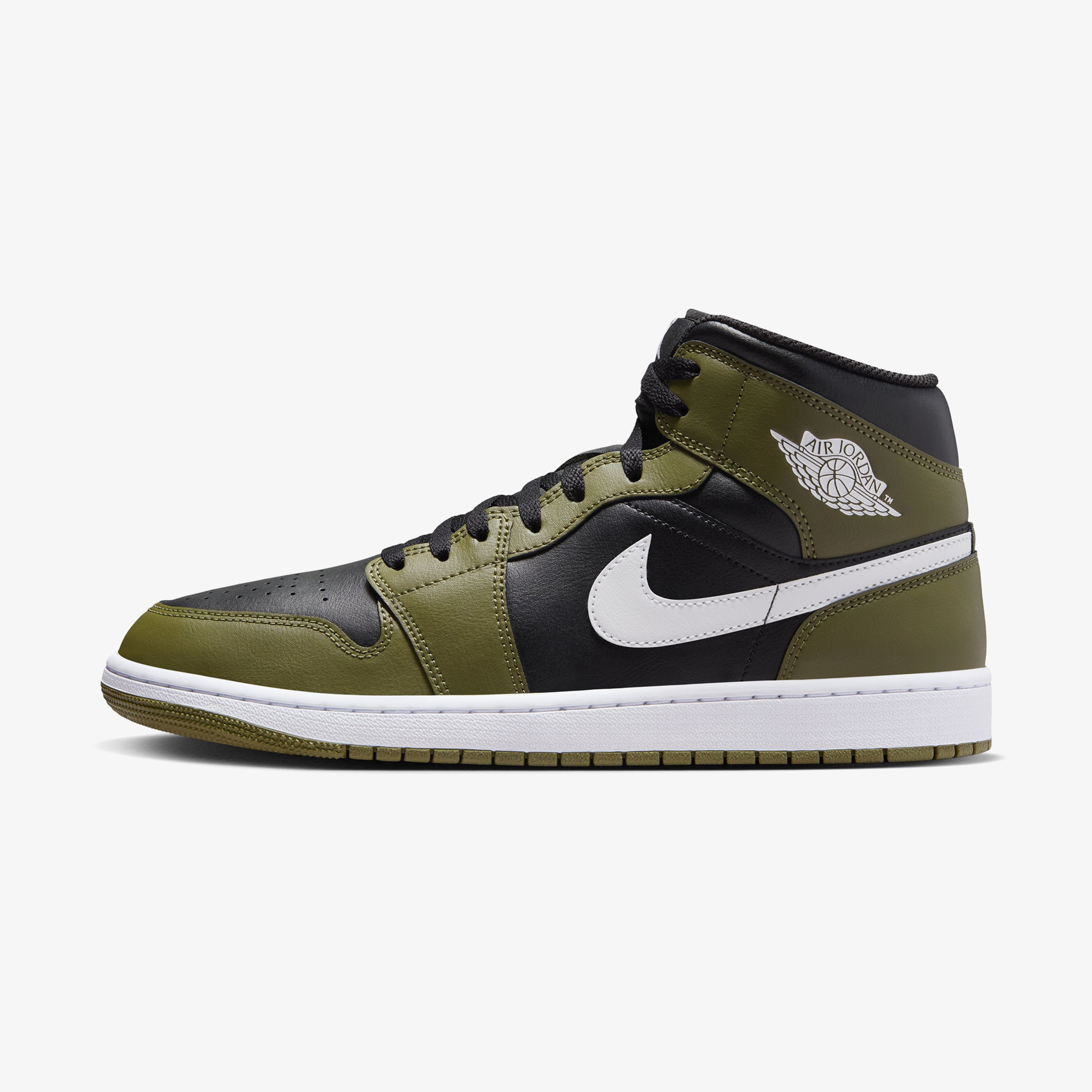 Jordan 1 Mid Black Toe Erkek Yeşil Bilekli Sneaker