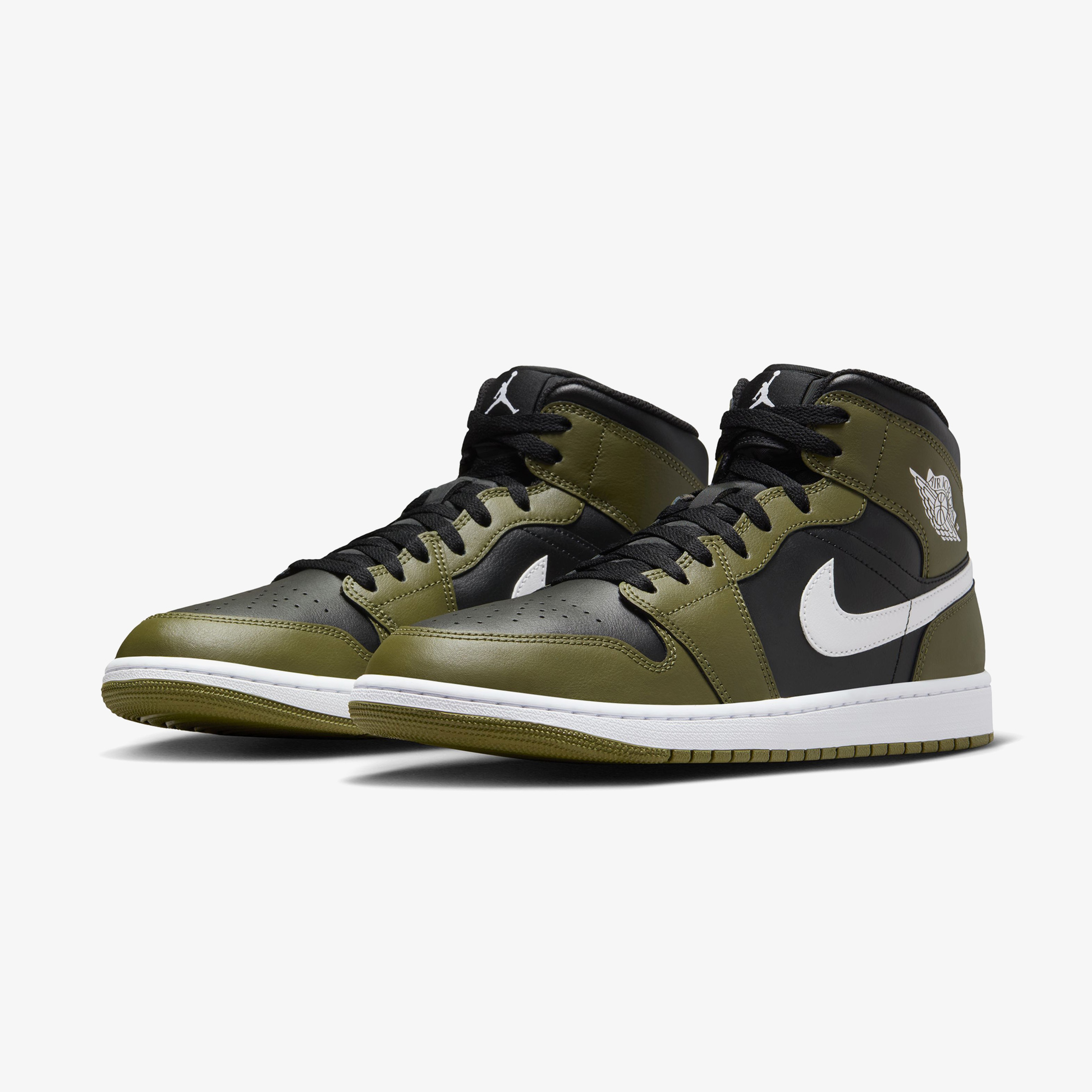 Jordan 1 Mid Black Toe Erkek Yeşil Bilekli Sneaker