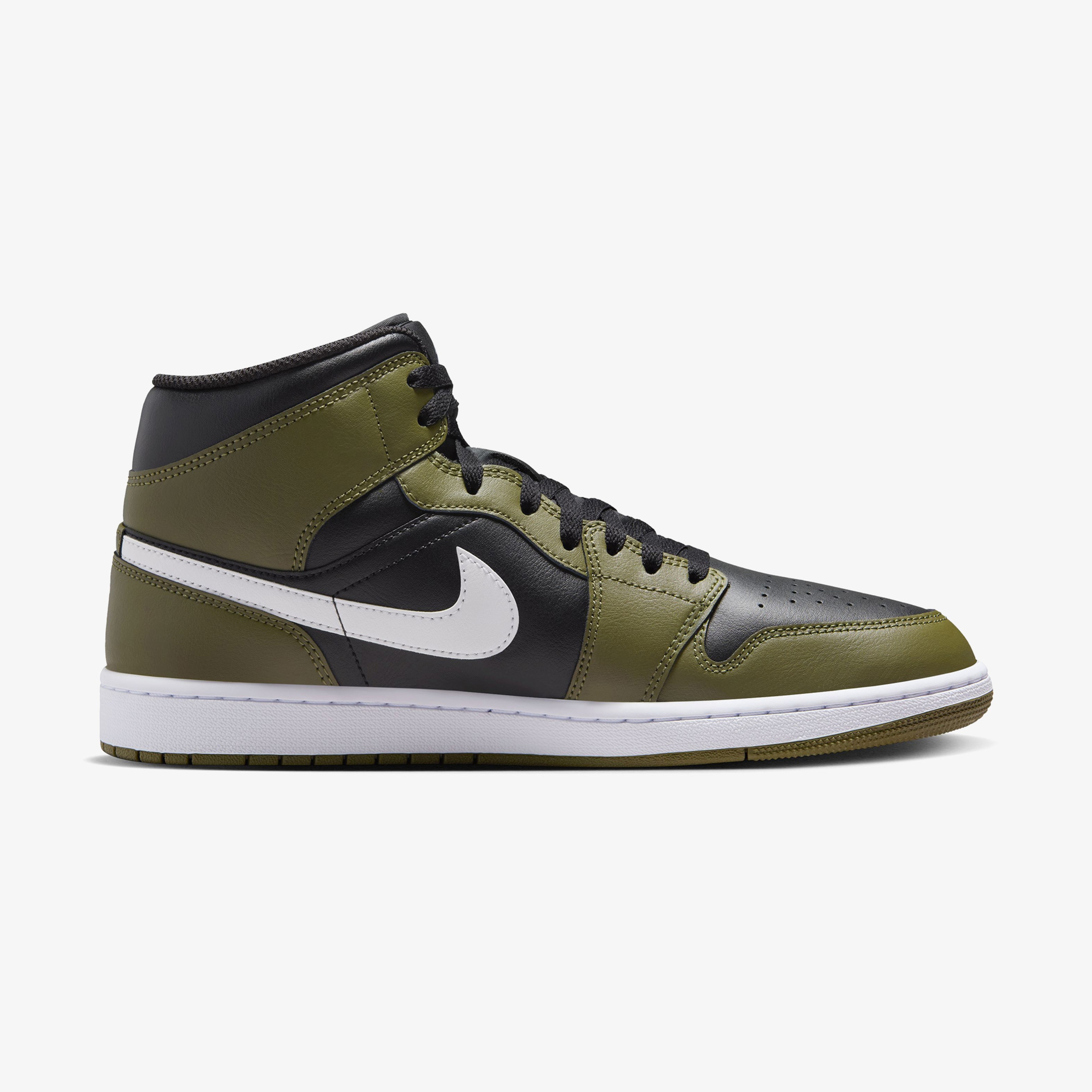 Jordan 1 Mid Black Toe Erkek Yeşil Bilekli Sneaker