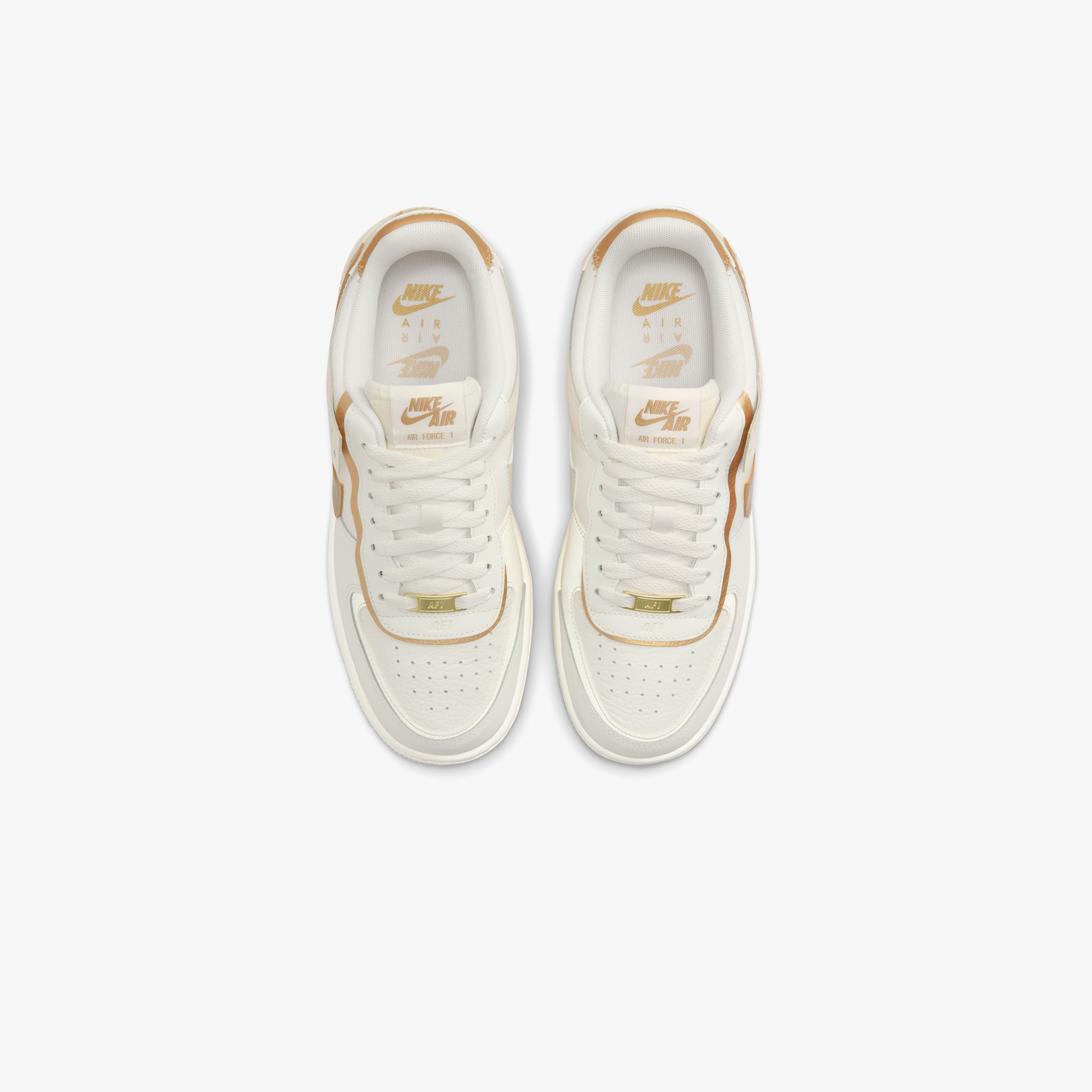 Nike Air Force 1 Shadow Kadın Beyaz Altın Detaylı Sneaker