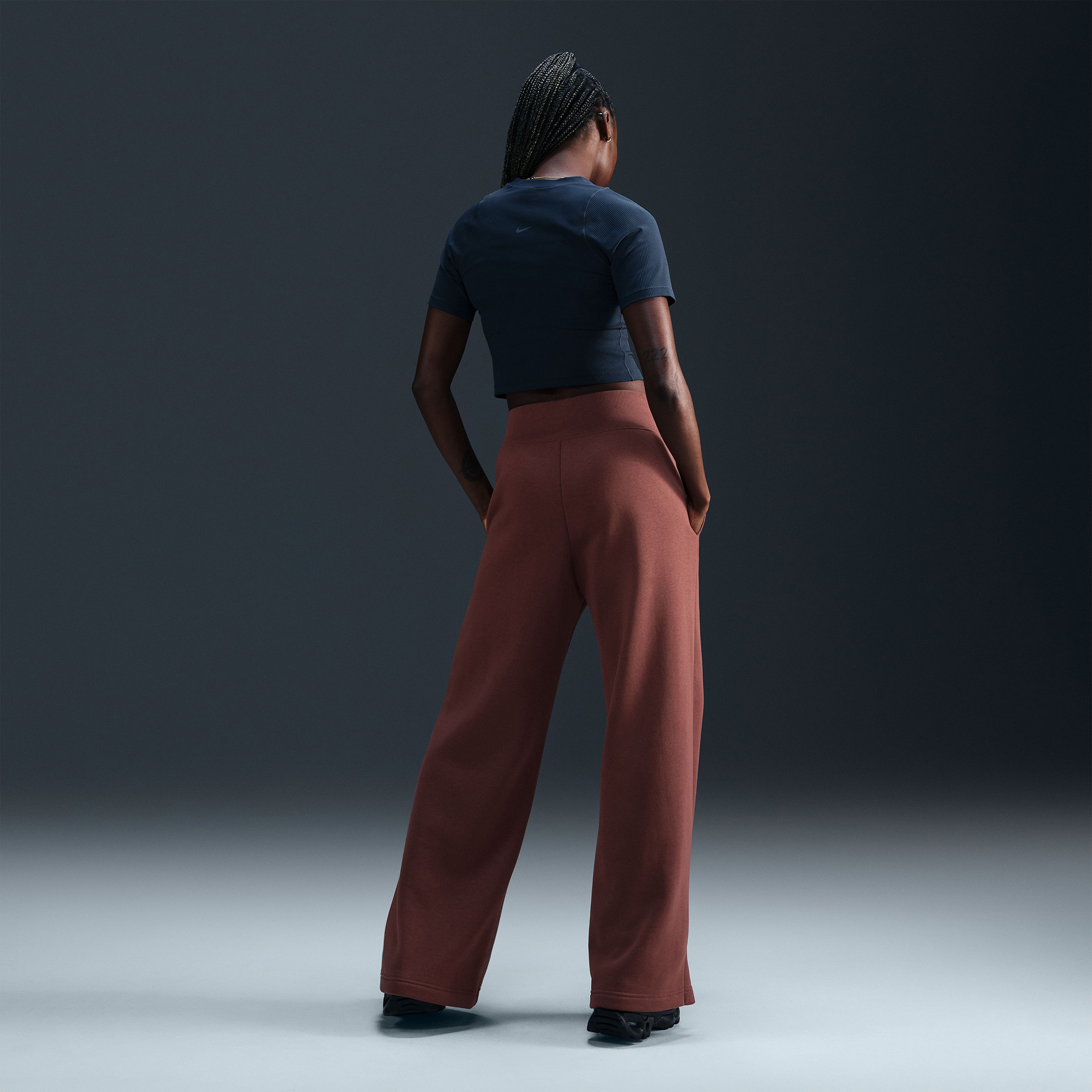 Nike Sportswear Phoenix Fleece Yüksek Belli Kadın Kahverengi Eşofman Altı