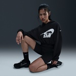 Nike Oversized Sportswear Fleece Cropped Kadın Siyah Günlük Sweatshirt