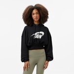 Nike Oversized Sportswear Fleece Cropped Kadın Siyah Günlük Sweatshirt