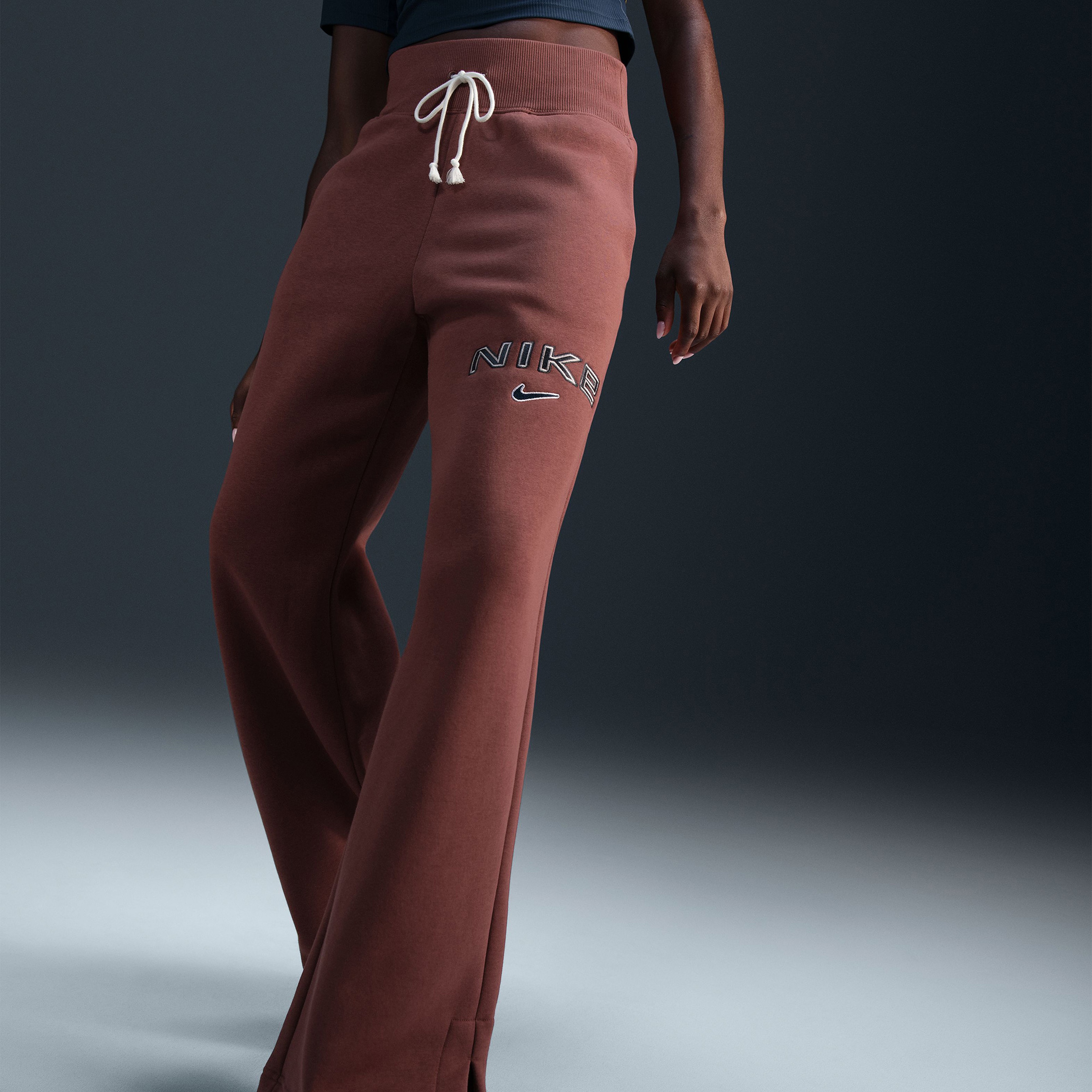 Nike Sportswear Phoenix Fleece Yüksek Belli Kadın Kahverengi Eşofman Altı