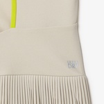 Kadın Flare Fit Kolsuz Bisiklet Yaka Renk Bloklu Bej Elbise