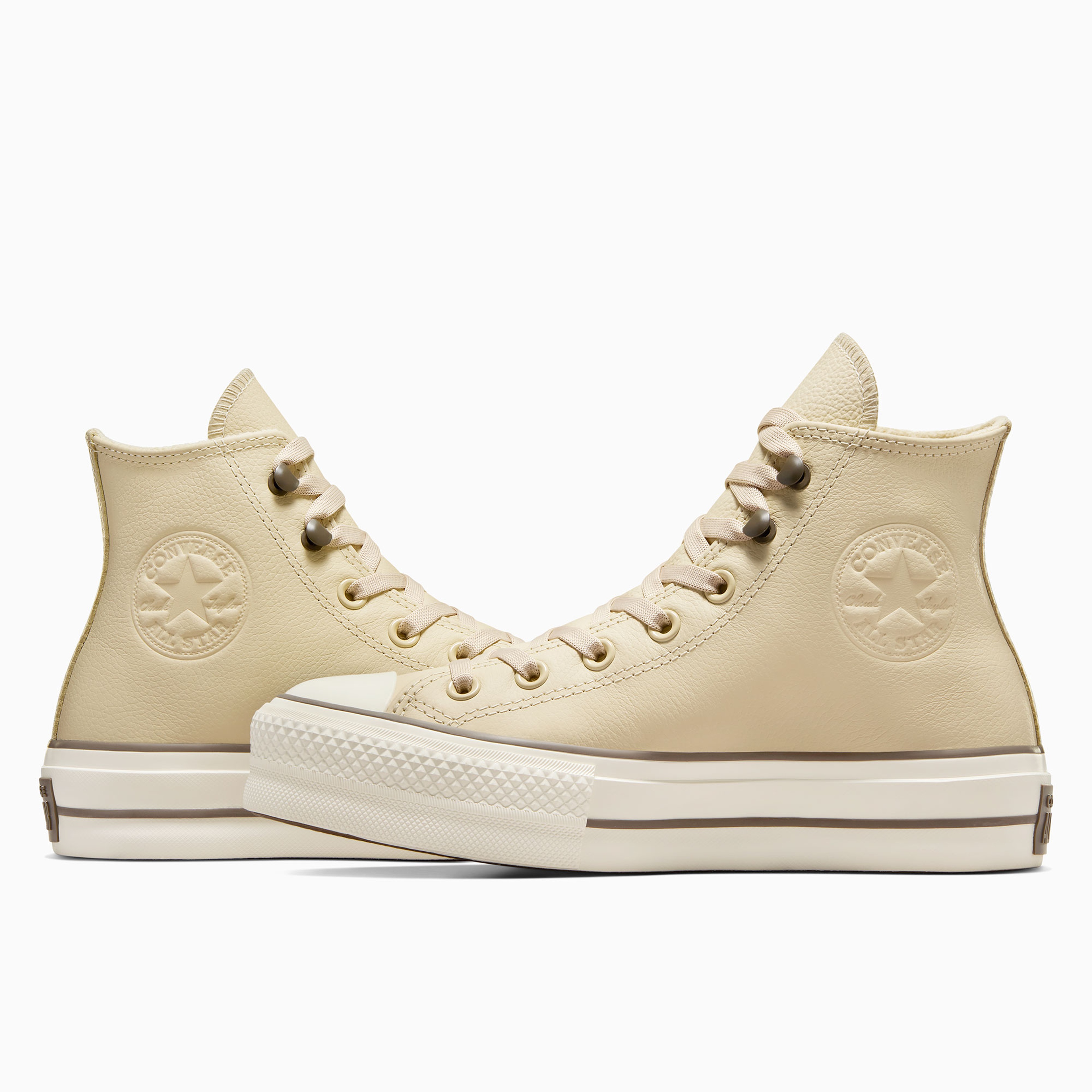 Converse Chuck Taylor All Star Lift Platform Weatherized Leather Unisex Krem Deri Bot