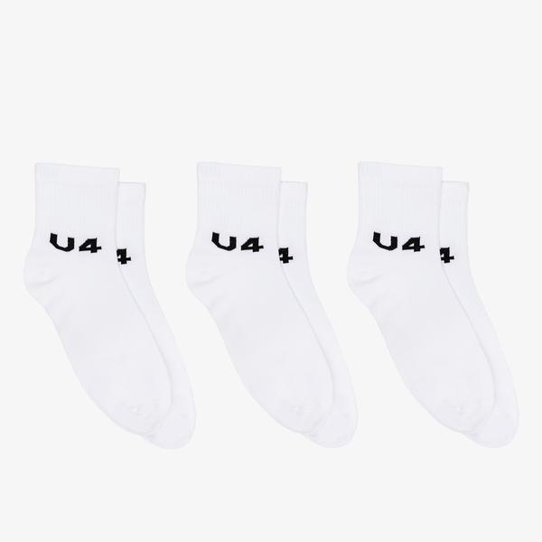 UNITED4 3'lü Unisex Beyaz Çorap