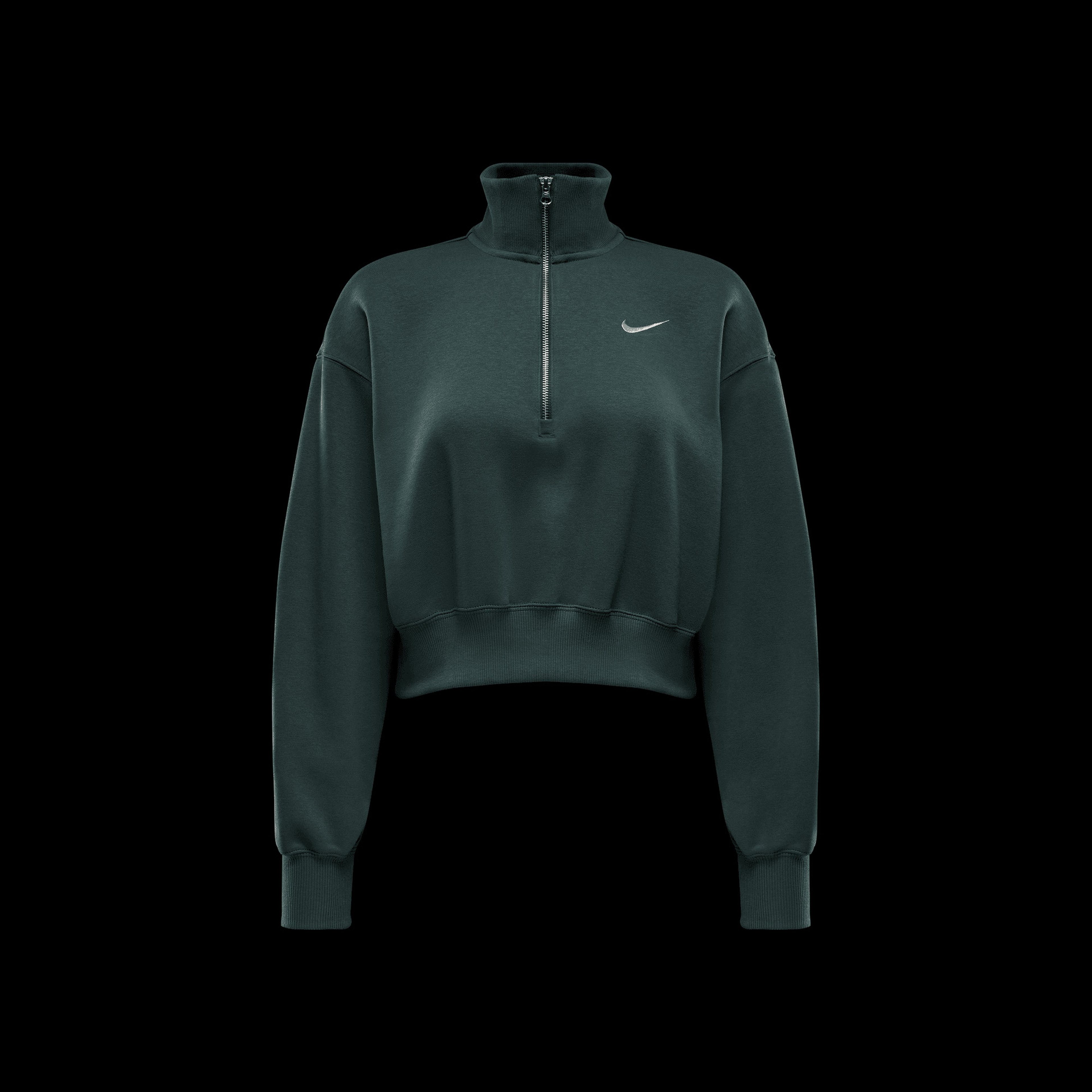 Nike W Nsw Phnx Flc Qz Crop Unisex Yeşil Sweatshirt