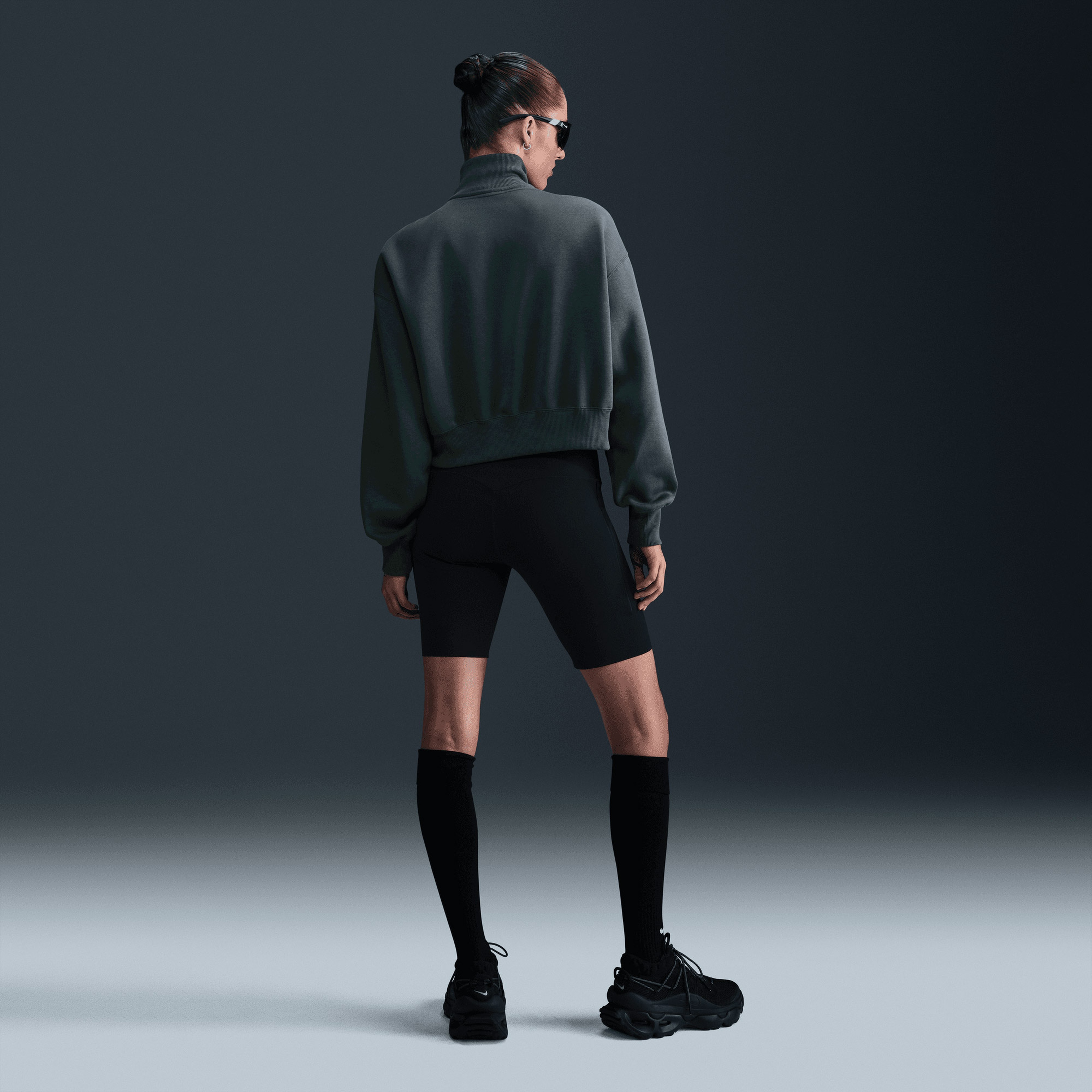 Nike W Nsw Phnx Flc Qz Crop Unisex Yeşil Sweatshirt