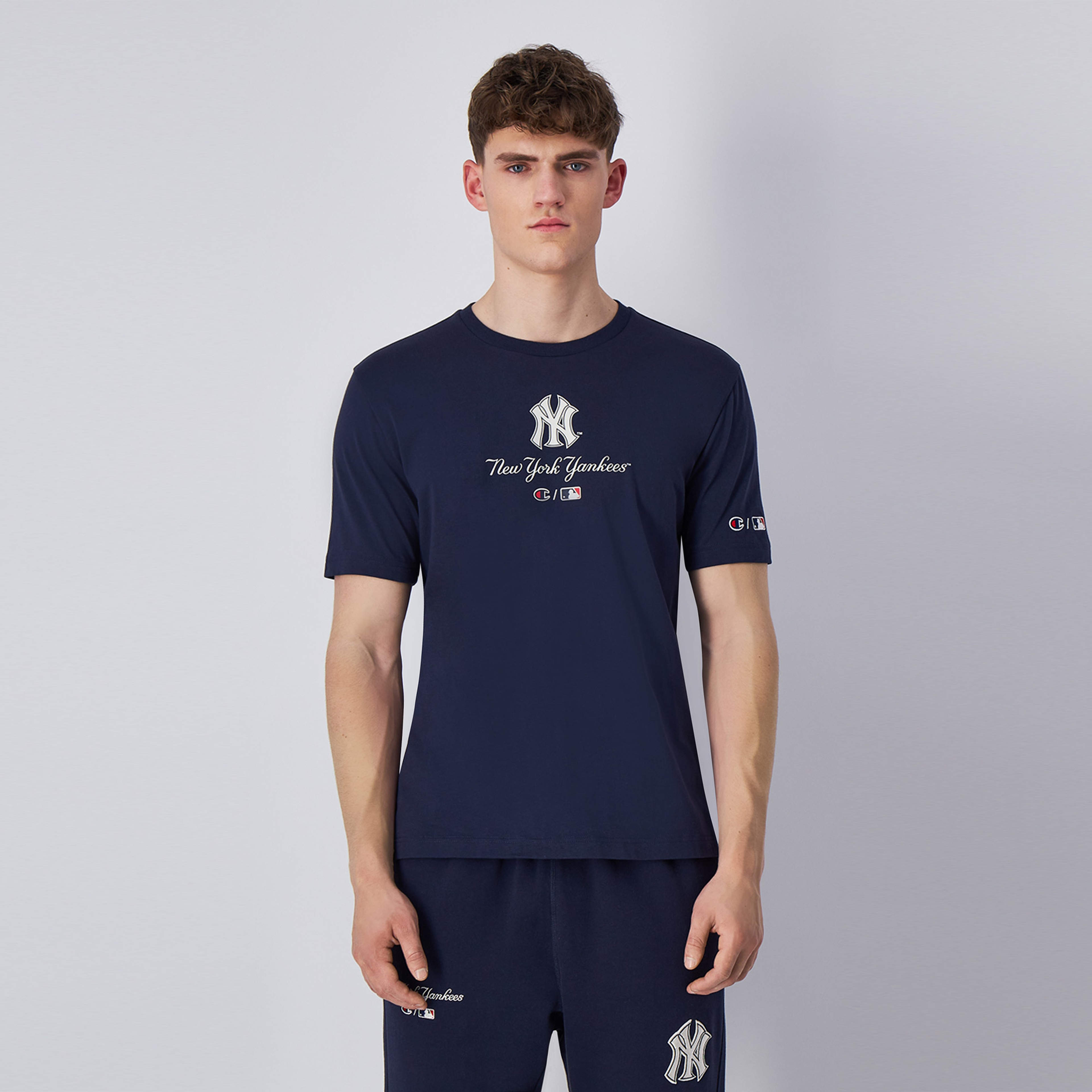 Champion Crewneck Erkek Mavi T-Shirt