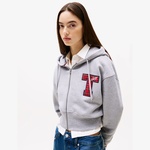 Tommy Hilfiger Tjw Zip Thru Applique Kadın Gri Hoodie